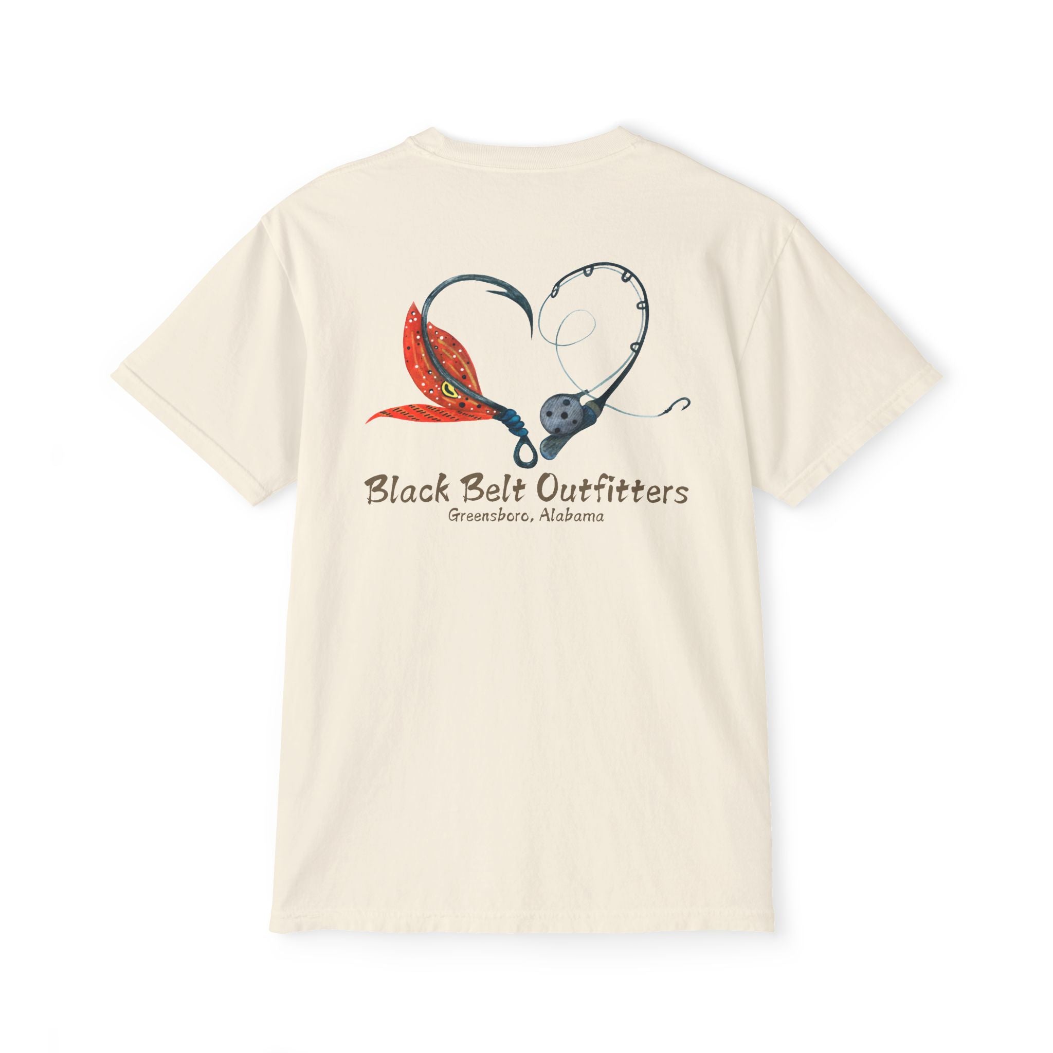 Black belt outfitters Fishing Poles Heart Unisex Garment-Dyed Pocket T-Shirt