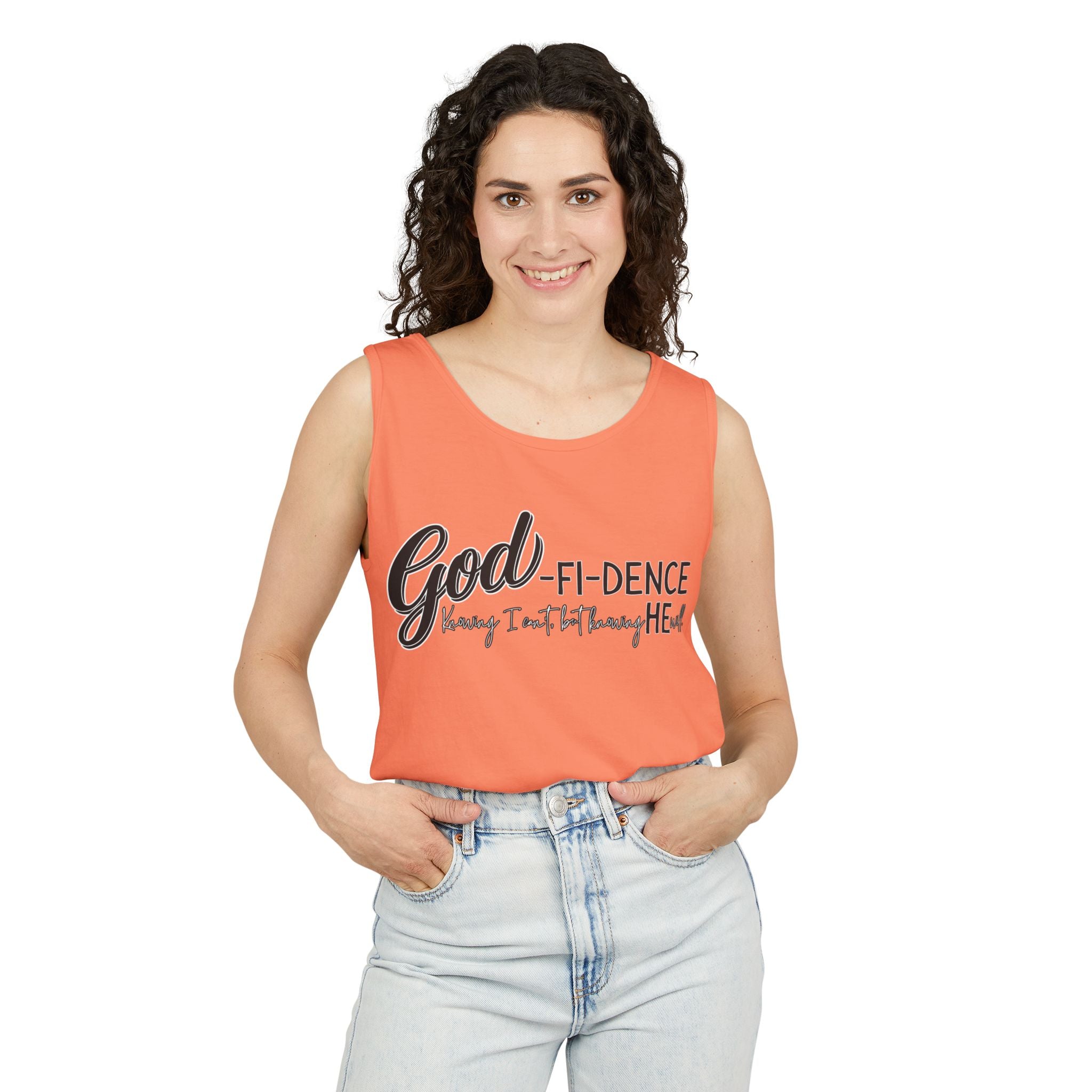 God-Fi-dence Garment-Dyed Tank Top | Faith-Inspired Summer Apparel, Christian Gifts, Casual Wear, Workout Tank, Inspirational Quotes