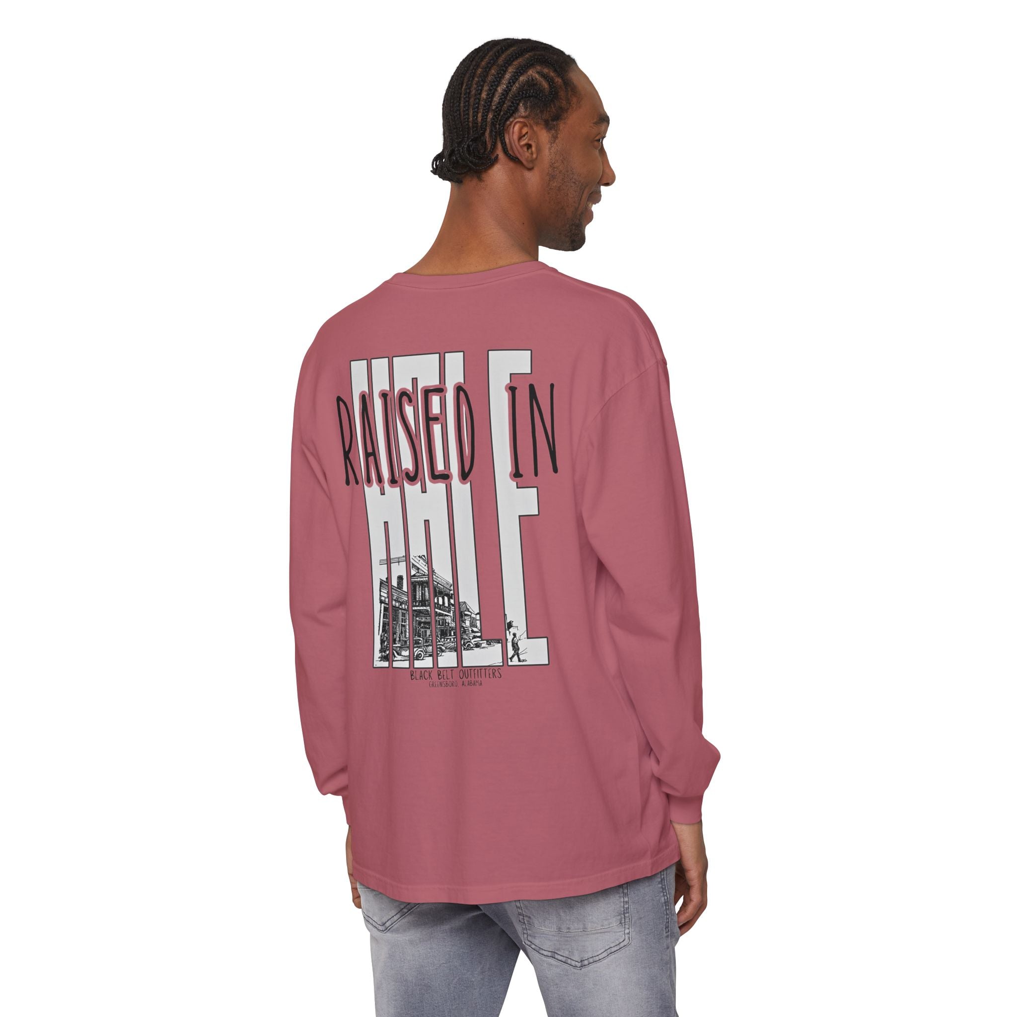 Raised in Hale Unisex Garment-Dyed Long Sleeve T-Shirt, Casual Wear, Gift for Him/Her, Streetwear, Everyday Comfort, Comfortable Layering