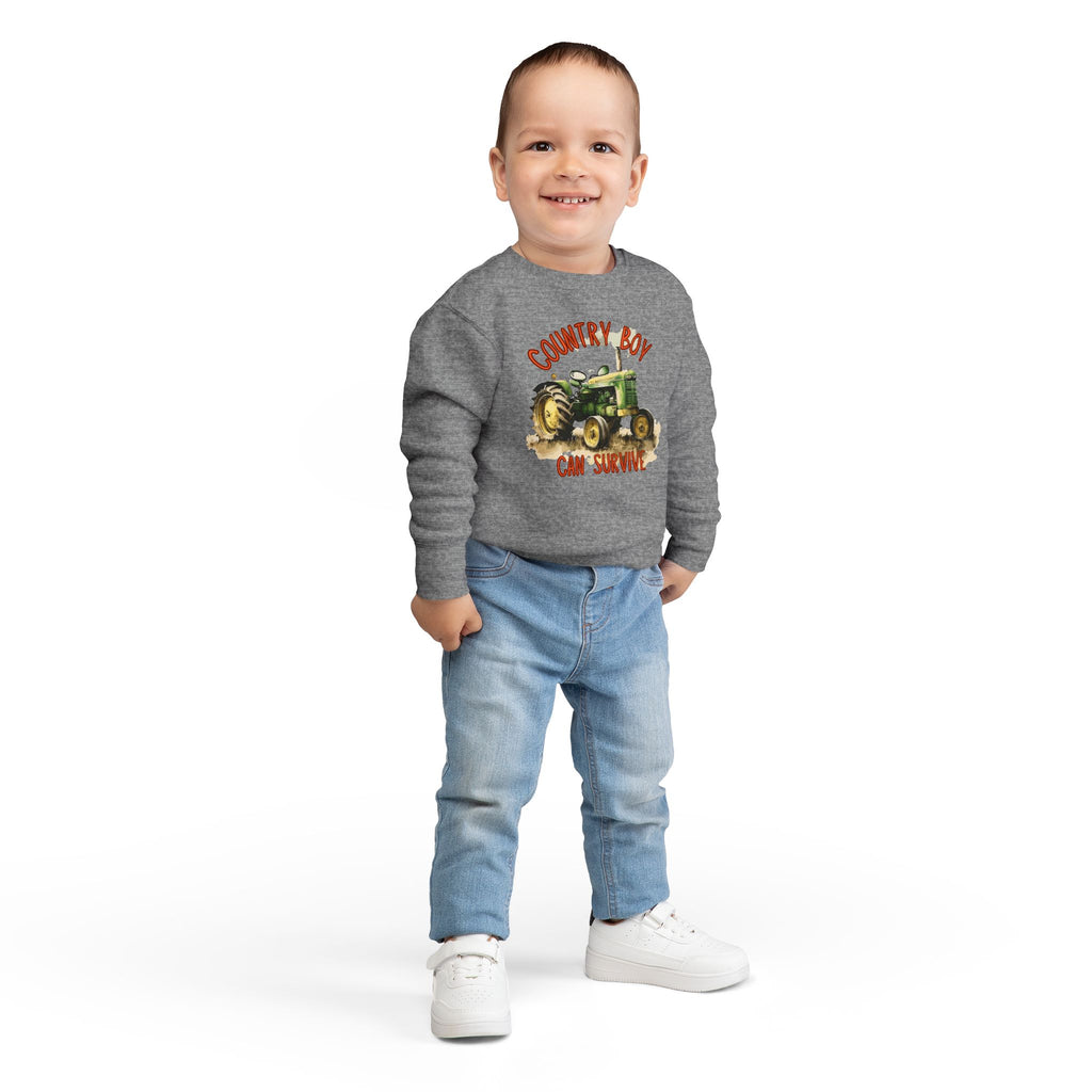 Playful Toddler Sweatshirt ‘Country Boy Will Survive’ Casual Wear, Baby Clothes, Outdoor Adventures, Birthday Gift, Spring Fashion