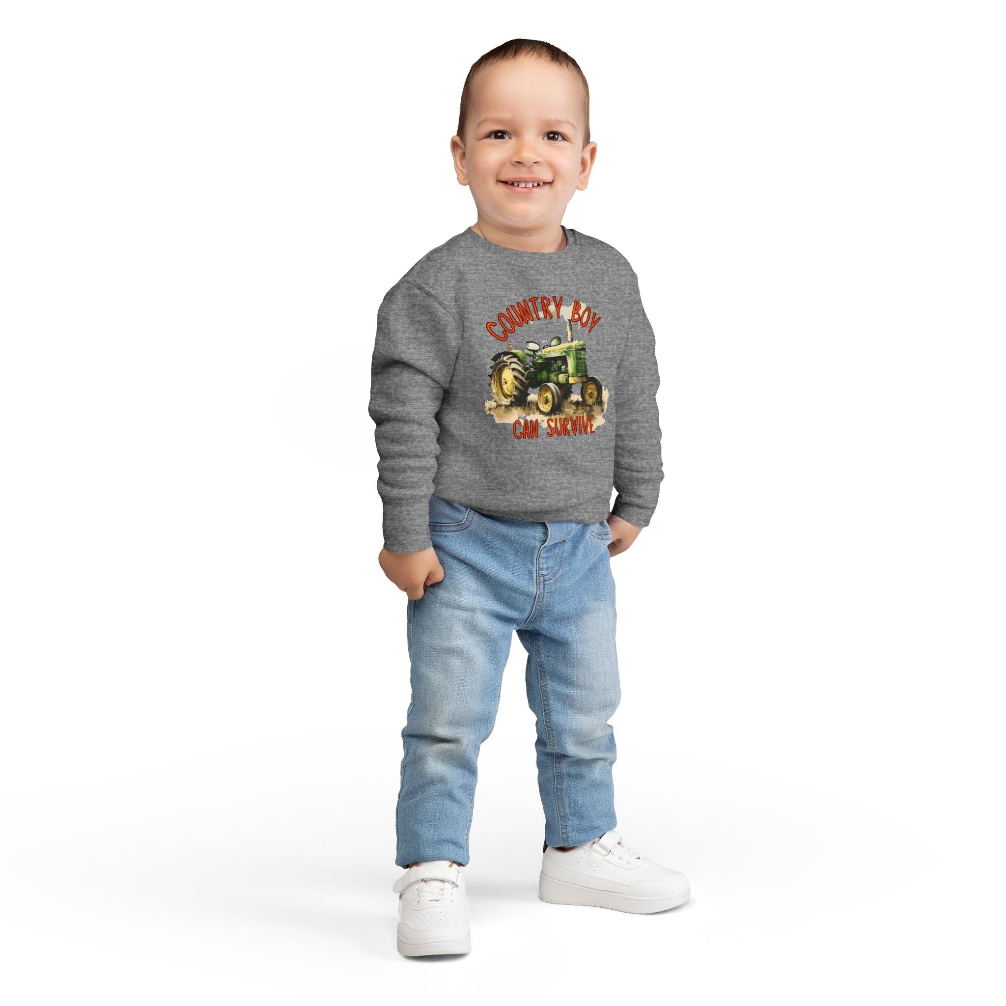 Playful Toddler Sweatshirt ‘Country Boy Will Survive’ Casual Wear, Baby Clothes, Outdoor Adventures, Birthday Gift, Spring Fashion