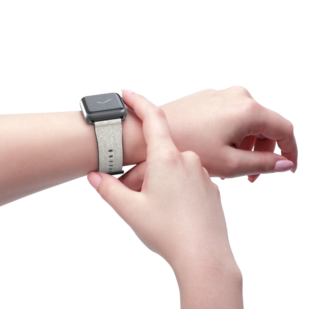 Herringbone Cream Watch Band — Minimal Neutral Apple Watch Strap