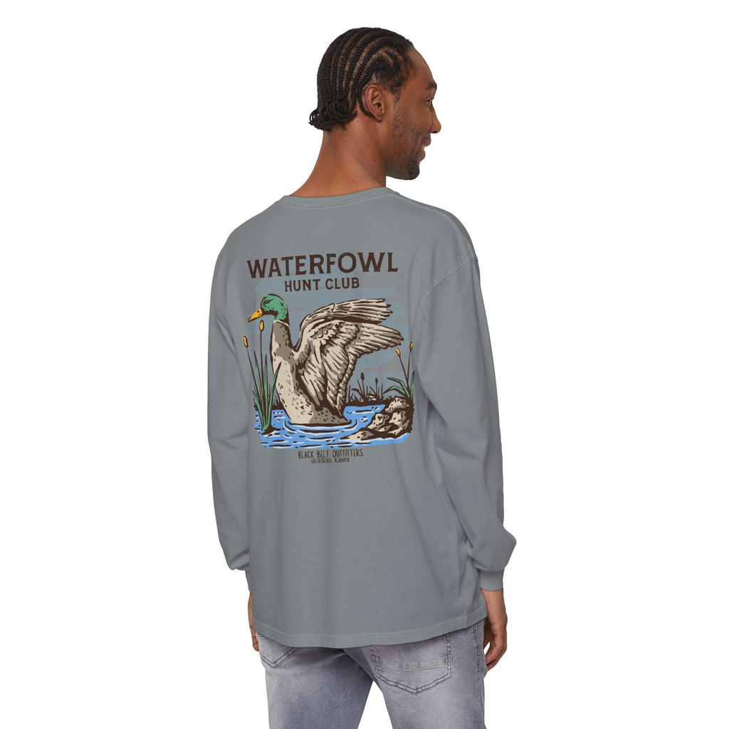 Waterfowl Hunt Club Unisex Garment-Dyed Long Sleeve T-Shirt, Casual Wear, Gift for Him/Her, Streetwear, Everyday Comfort, Comfortable Layering