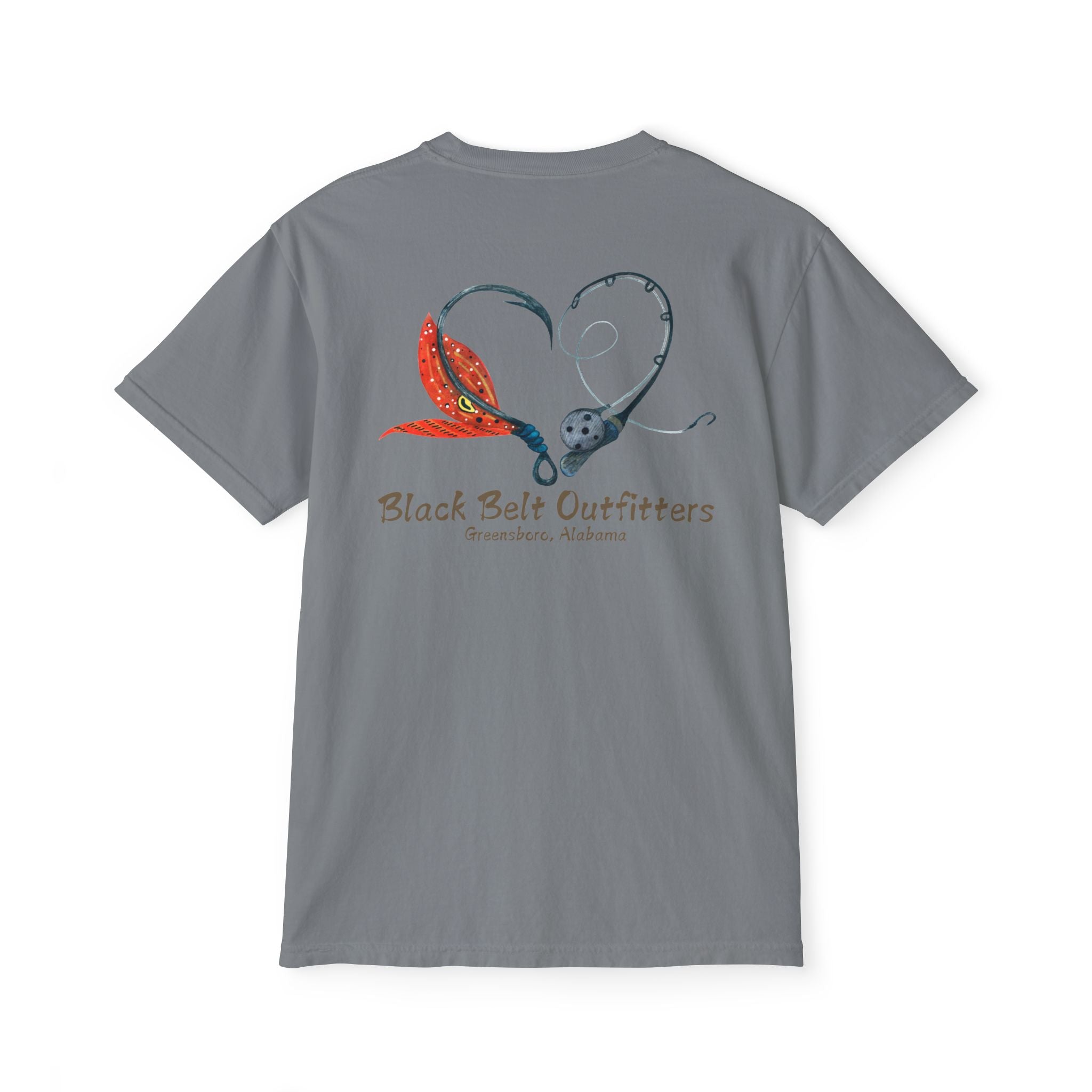 Black belt outfitters Fishing Poles Heart Unisex Garment-Dyed Pocket T-Shirt
