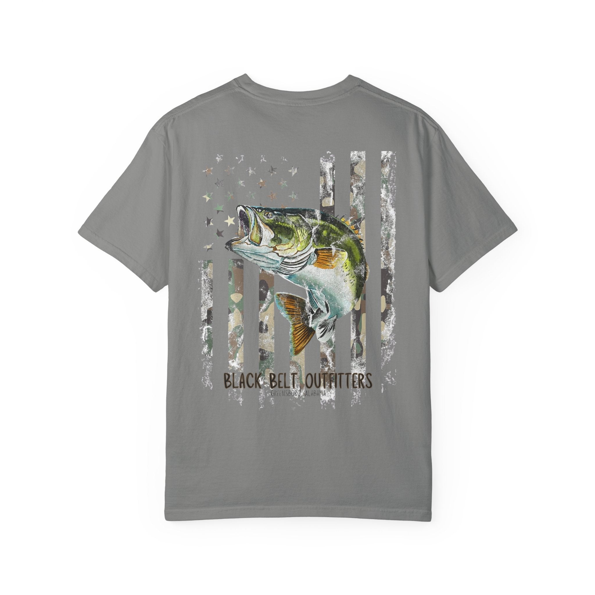 Bass Fish Camo American Flag Unisex T-Shirt, Perfect for Gifts, Father's Day, Golf Events, Casual Wear, Comfortable Tee