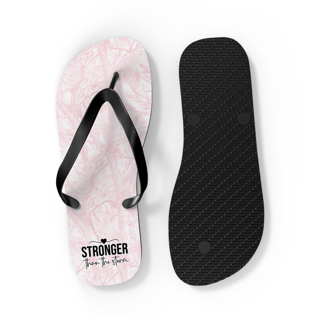 Pink Camo 'Stronger' Flip Flops – Women's Summer Beach Sandals
