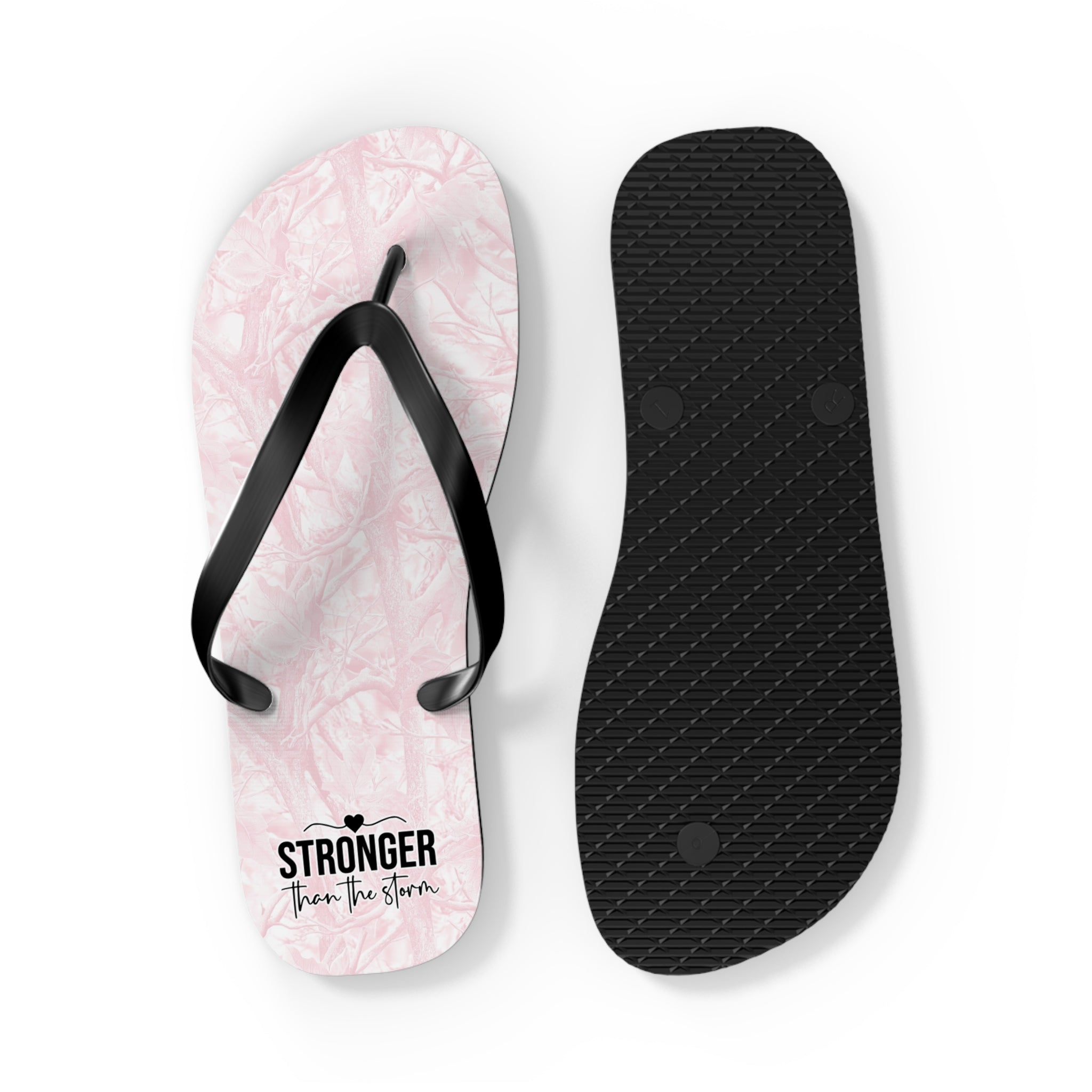 Pink Camo 'Stronger' Flip Flops – Women's Summer Beach Sandals