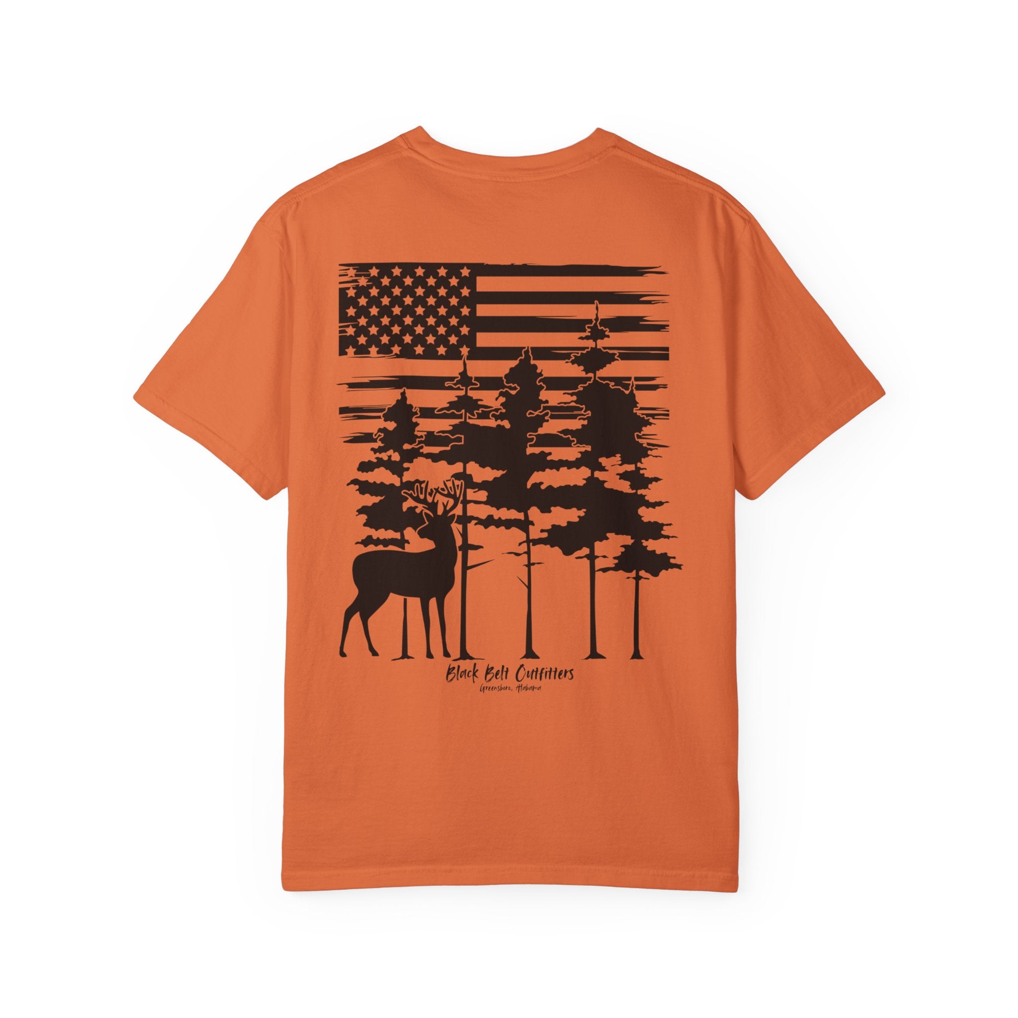 American Flag Whitetail  Unisex Garment-Dyed Pocket T-Shirt