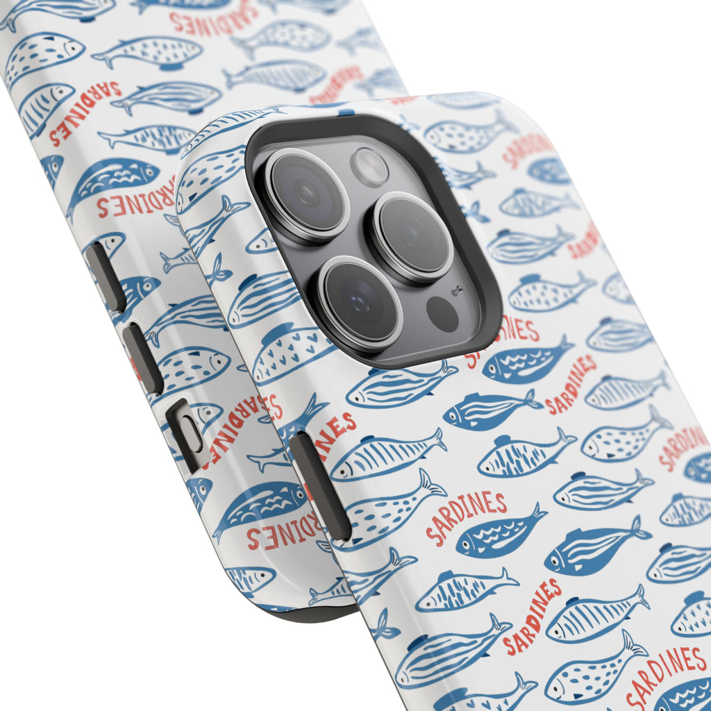 Whimsy Sardine Pattern Magnetic Phone Case — Impact-Resistant iPhone Cover