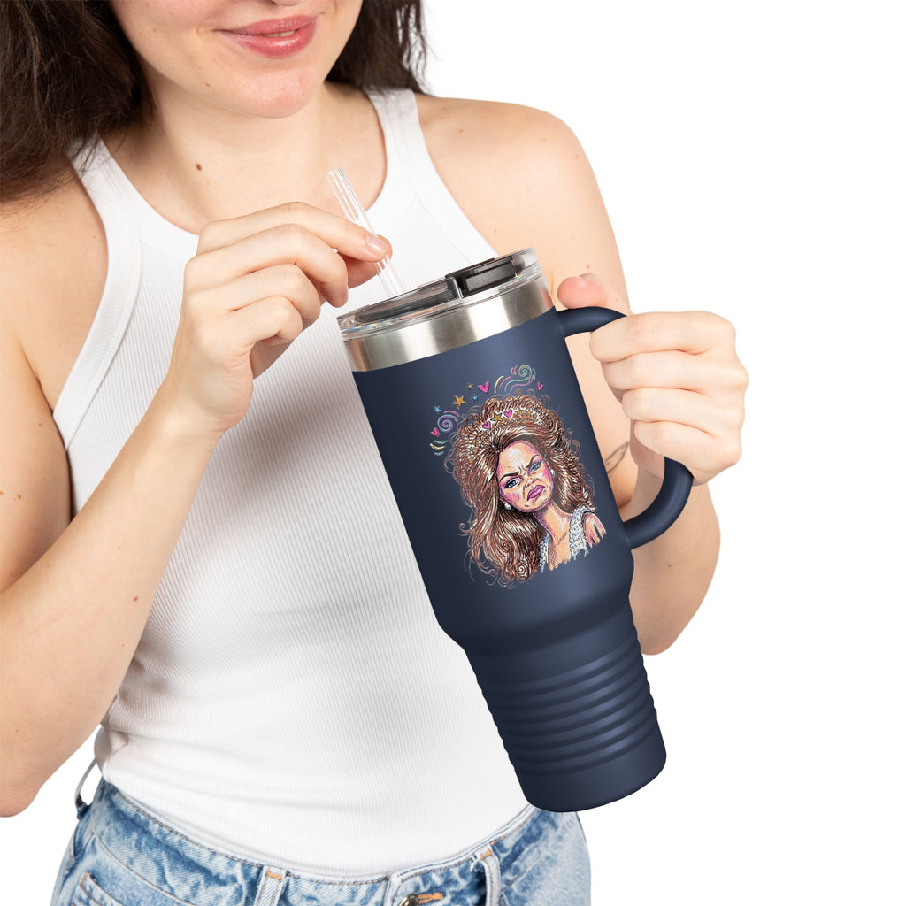 40oz Insulated Travel Mug with Illustrated Mad Barbie – Large Stainless Steel Tumbler for Coffee, Tea & On-the-Go