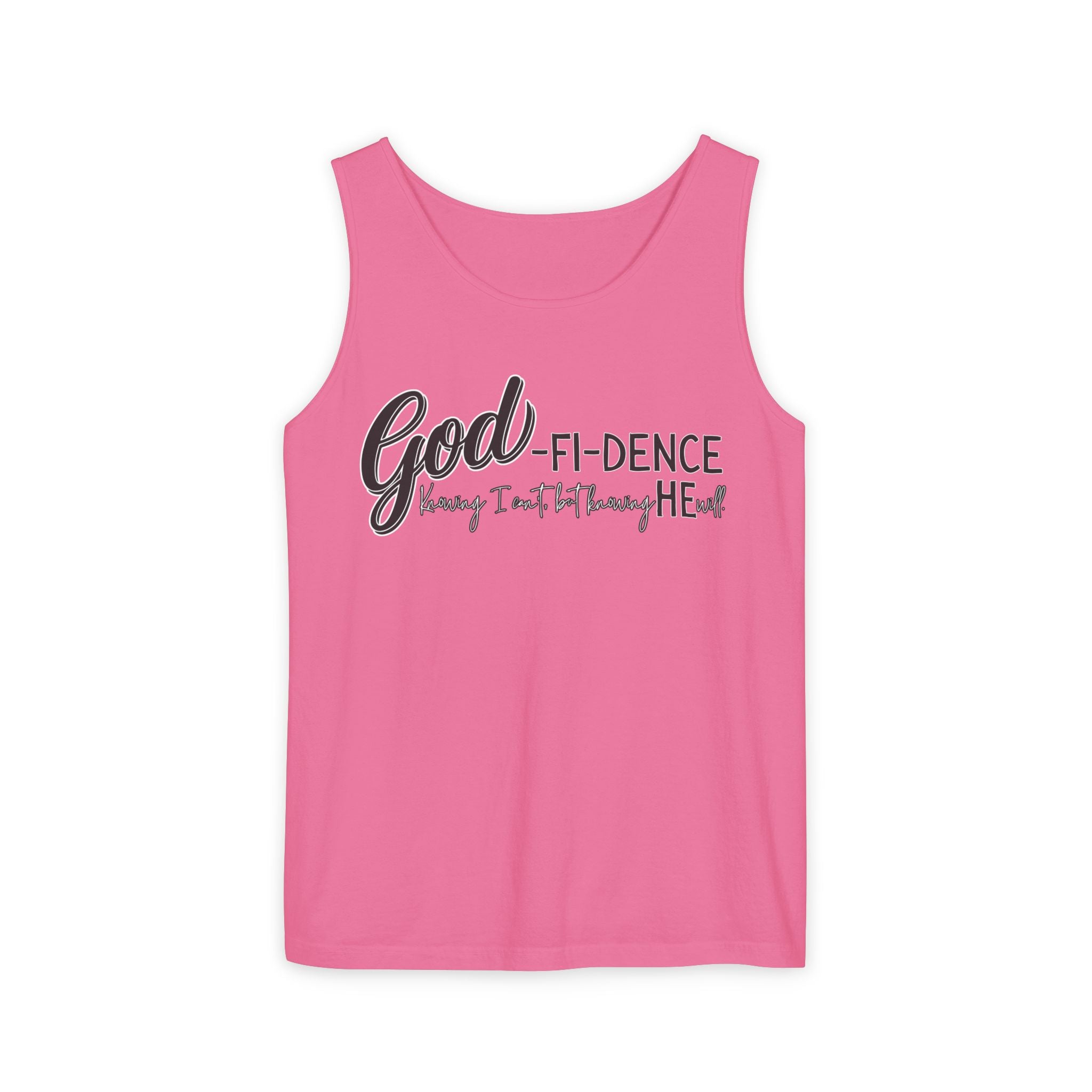 God-Fi-dence Garment-Dyed Tank Top | Faith-Inspired Summer Apparel, Christian Gifts, Casual Wear, Workout Tank, Inspirational Quotes
