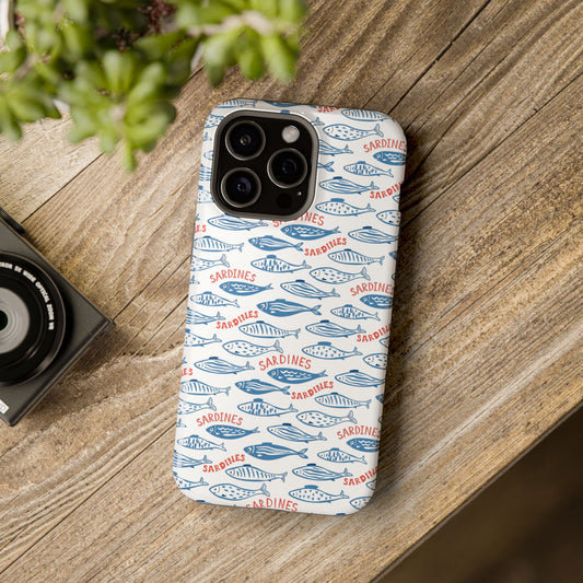 Whimsy Sardine Pattern Magnetic Phone Case — Impact-Resistant iPhone Cover