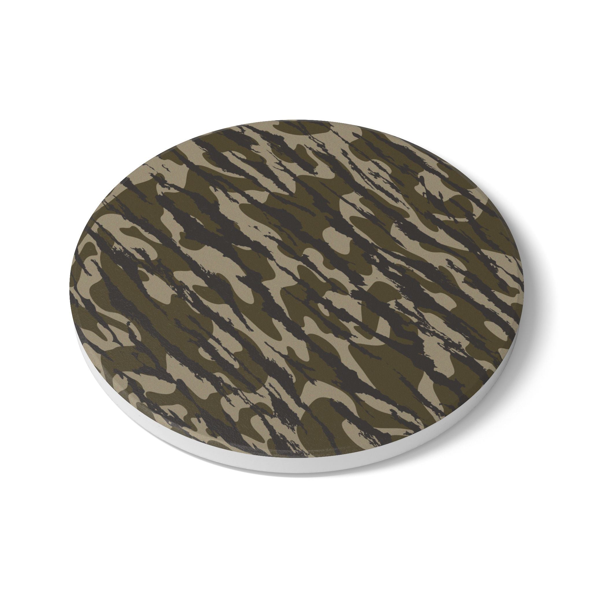 Trendy Camo Ceramic Coaster Set, Eco-Friendly Drinkware, Rustic Home Decor, Perfect for Military Enthusiasts, Gift for Dad