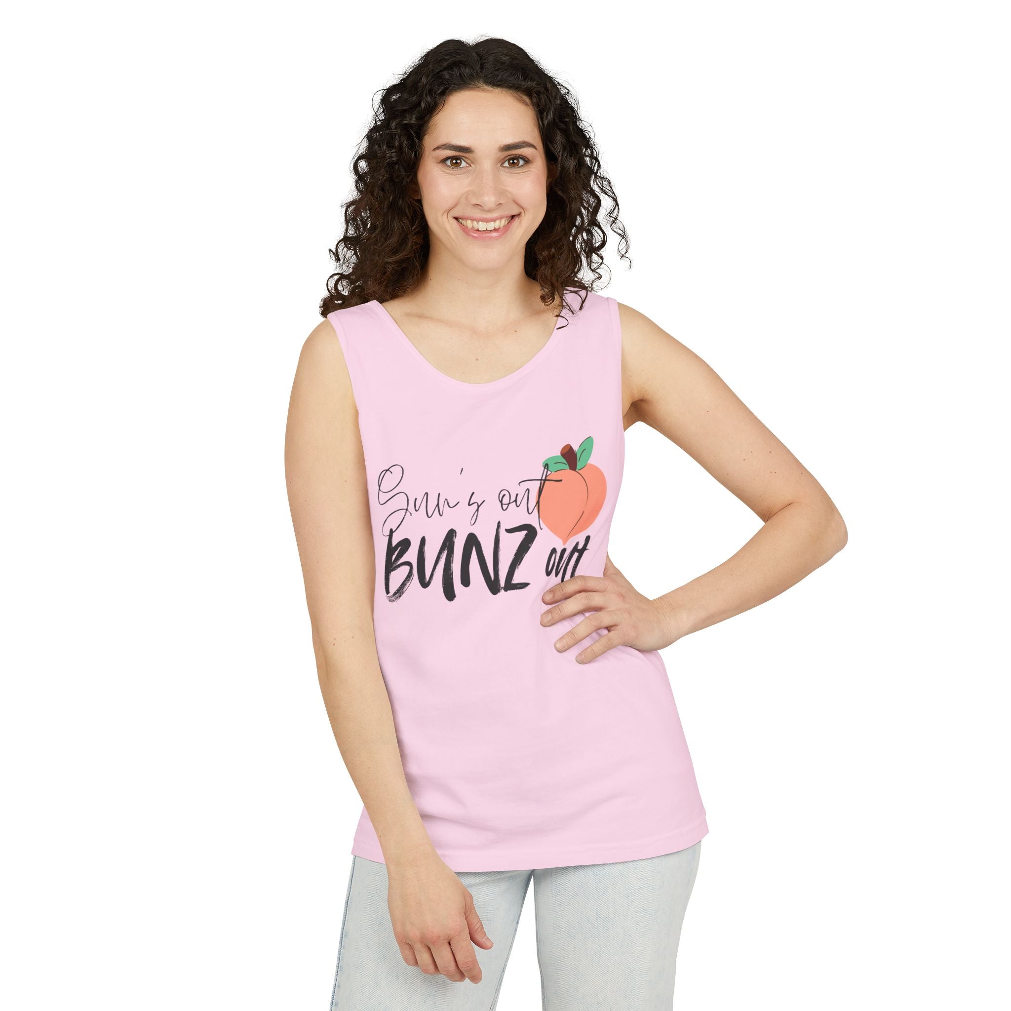 Sun’s Out Bunz Out Tank Top — Cute Peach Graphic Summer Tank