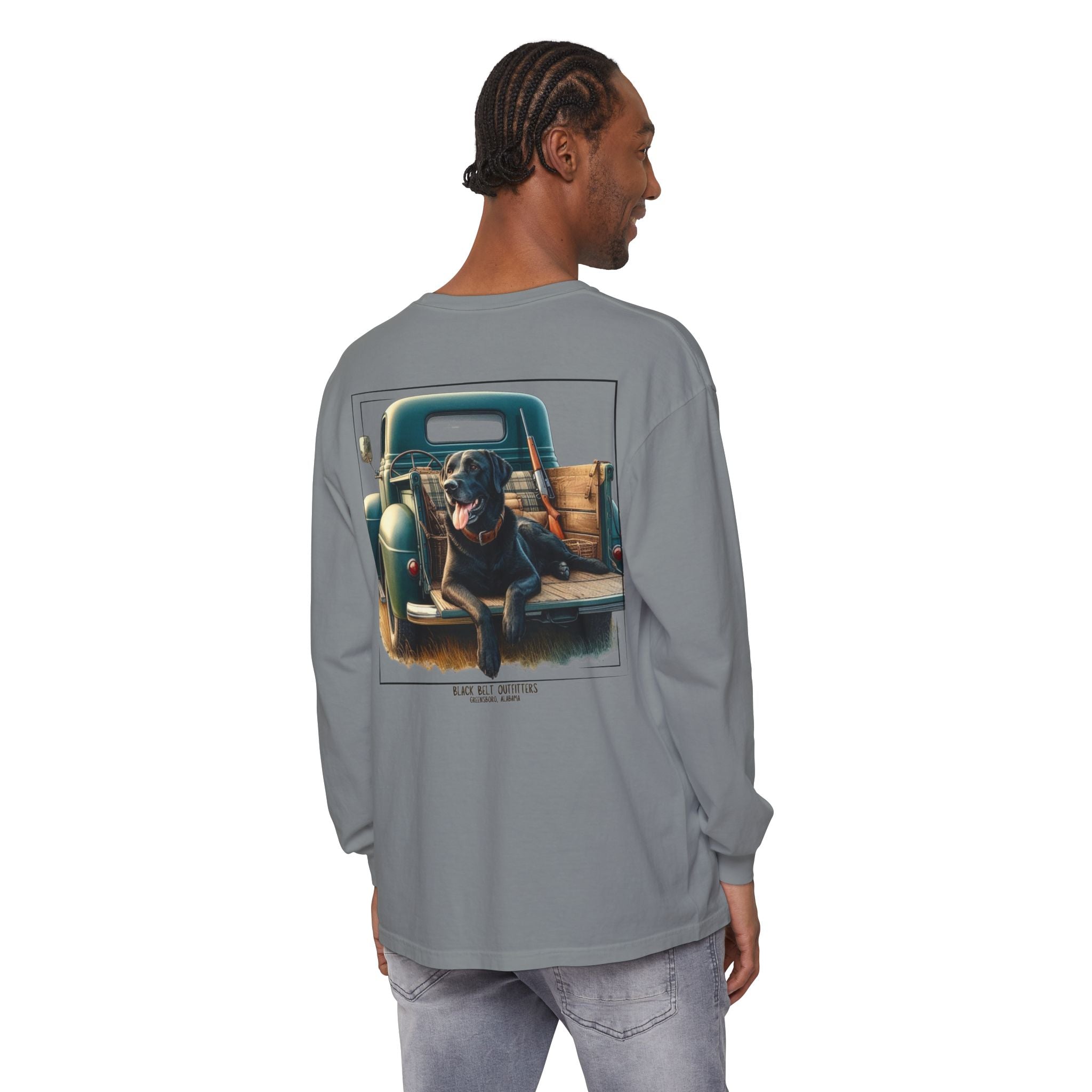 Duck Dog Vintage Truck Unisex Garment-Dyed Long Sleeve T-Shirt, Casual Wear, Gift for Him/Her, Streetwear, Everyday Comfort, Comfortable Layering