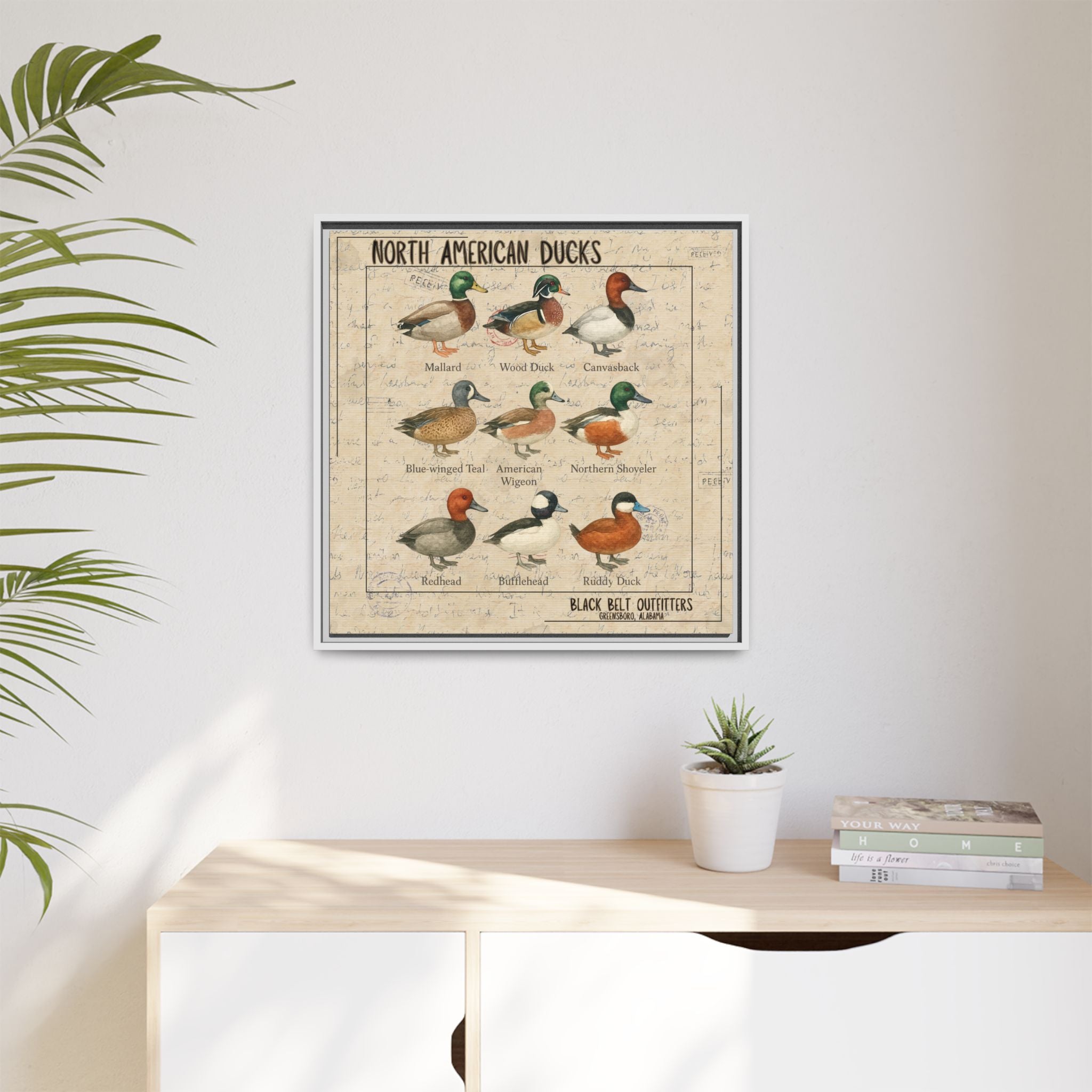 Vintage Duck Art Canvas Print, Framed Wall Decor, Nature Lover Gift, Farmhouse Decor, Rustic Home Art, Cabin Wall Decor