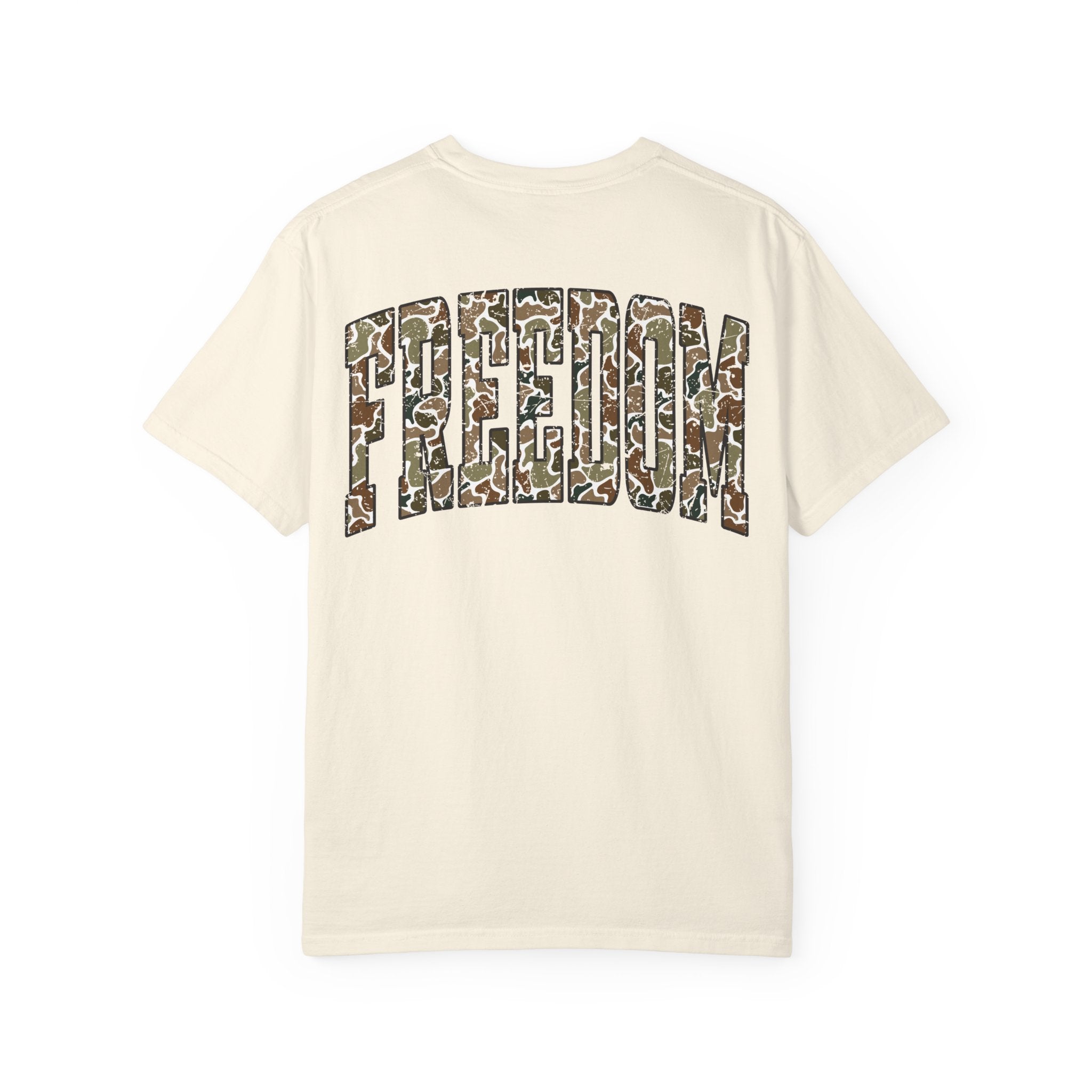 Unisex Camo Freedom Graphic T-Shirt, Casual Wear, Inspirational Gift, Summer Tee, Eco-Friendly Apparel