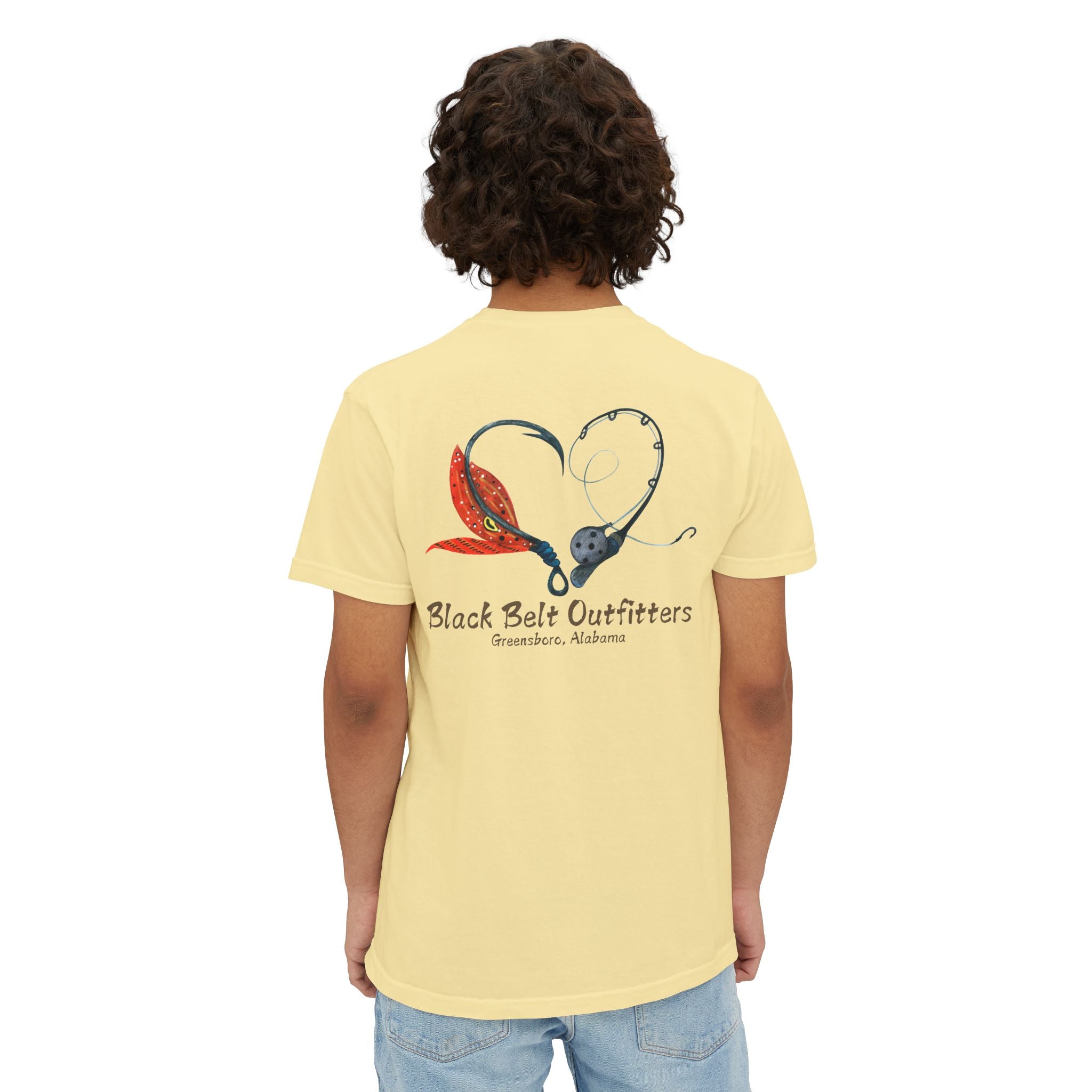 Black belt outfitters Fishing Poles Heart Unisex Garment-Dyed Pocket T-Shirt