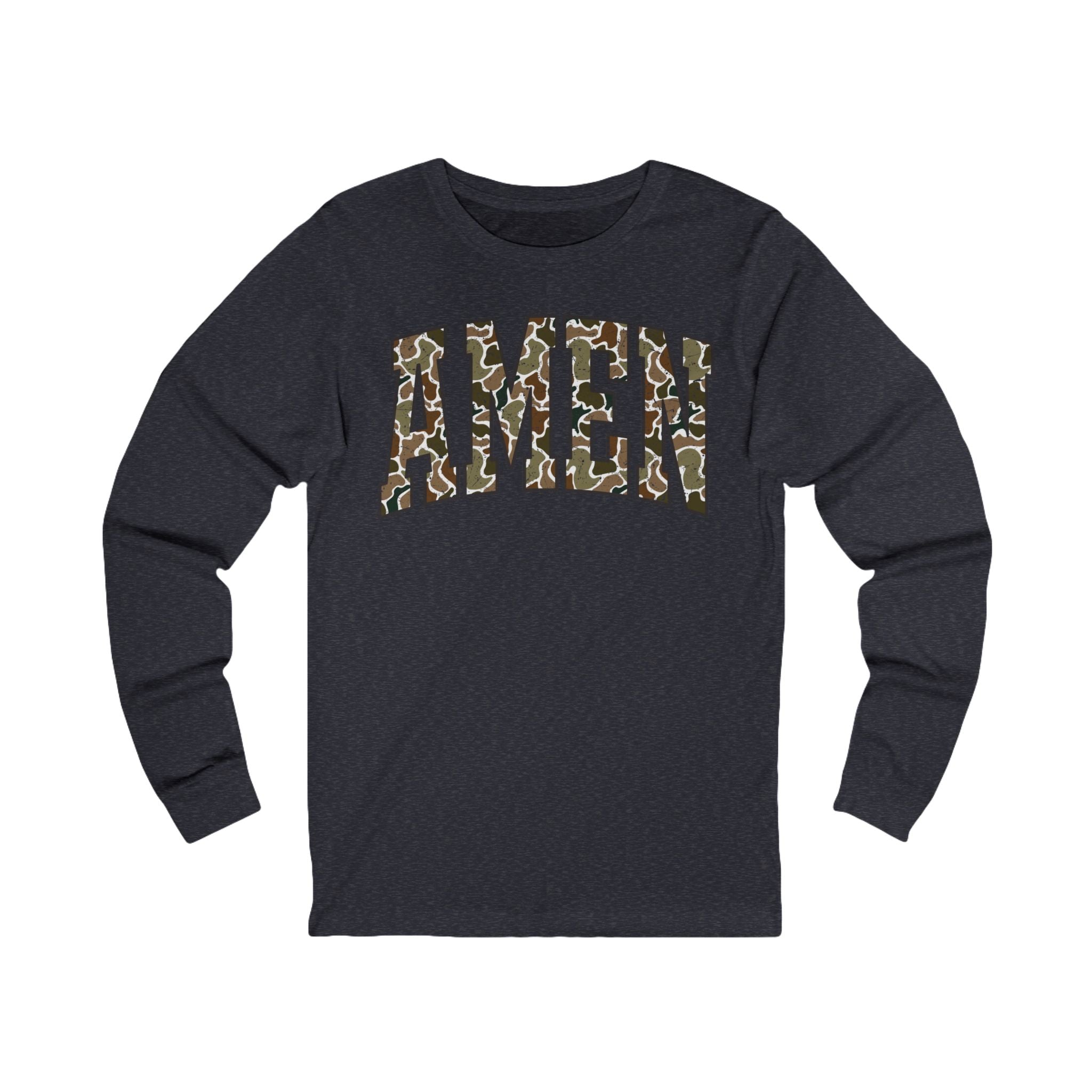 Camo AMEN Long Sleeve Tee — Christian Faith Graphic Shirt