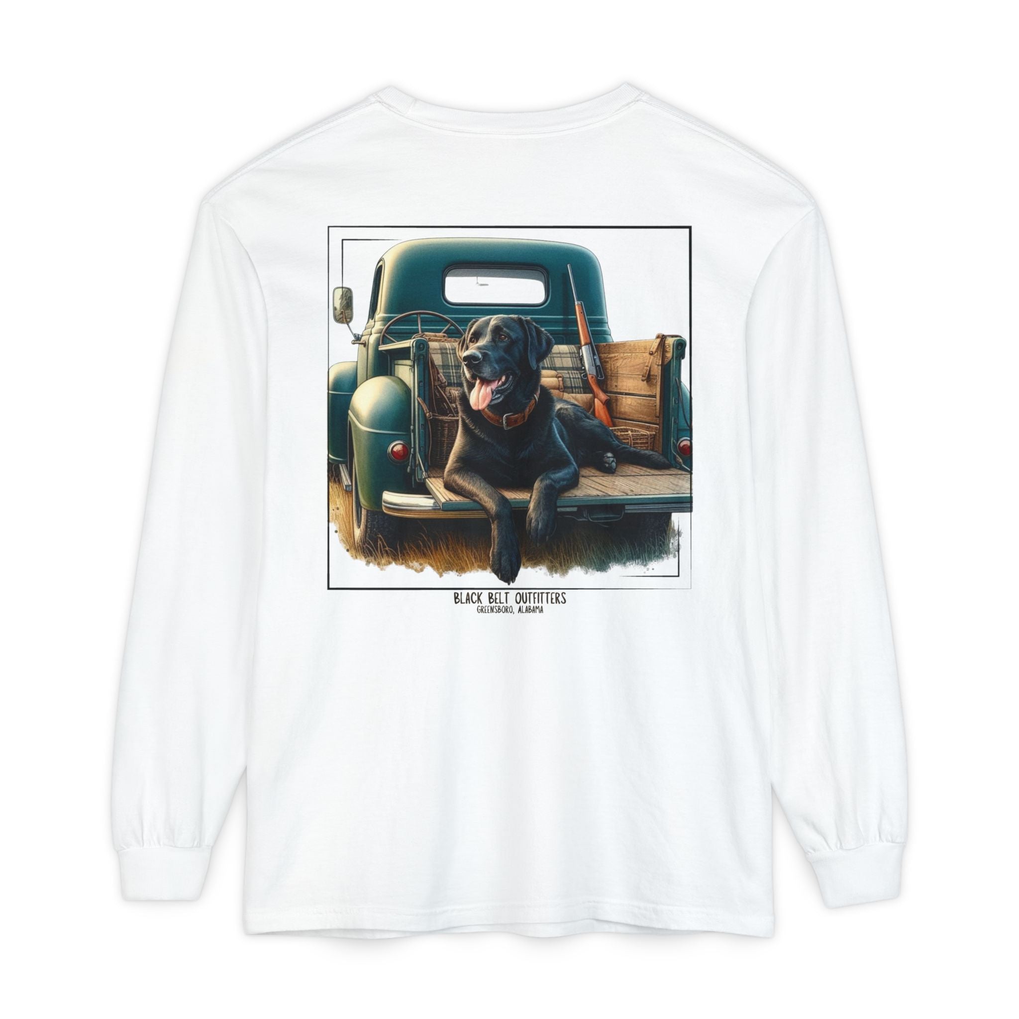 Duck Dog Vintage Truck Unisex Garment-Dyed Long Sleeve T-Shirt, Casual Wear, Gift for Him/Her, Streetwear, Everyday Comfort, Comfortable Layering