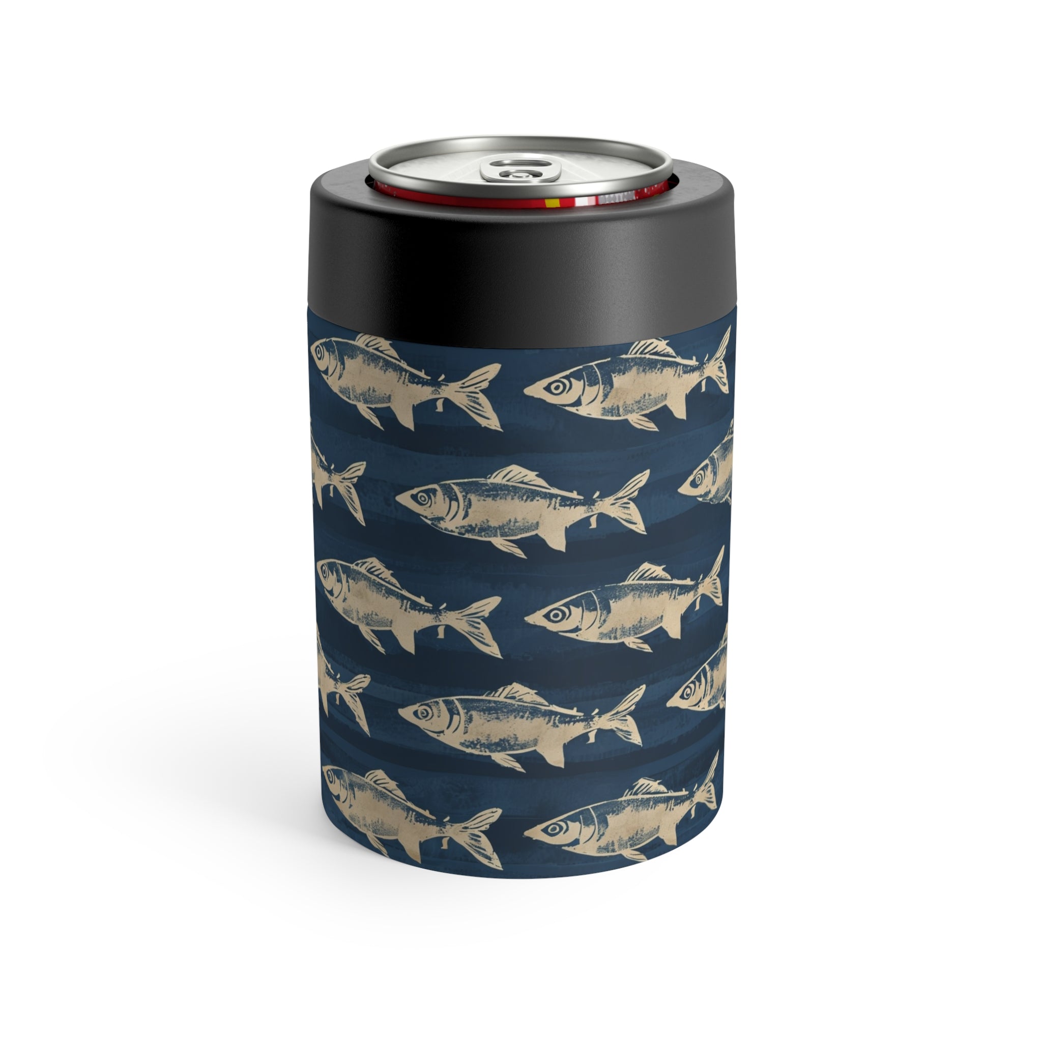 Fish Pattern Can Holder, Rustic Drink Insulator, Camping Accessory, Outdoor Party Favor, Unique Gifts for Him