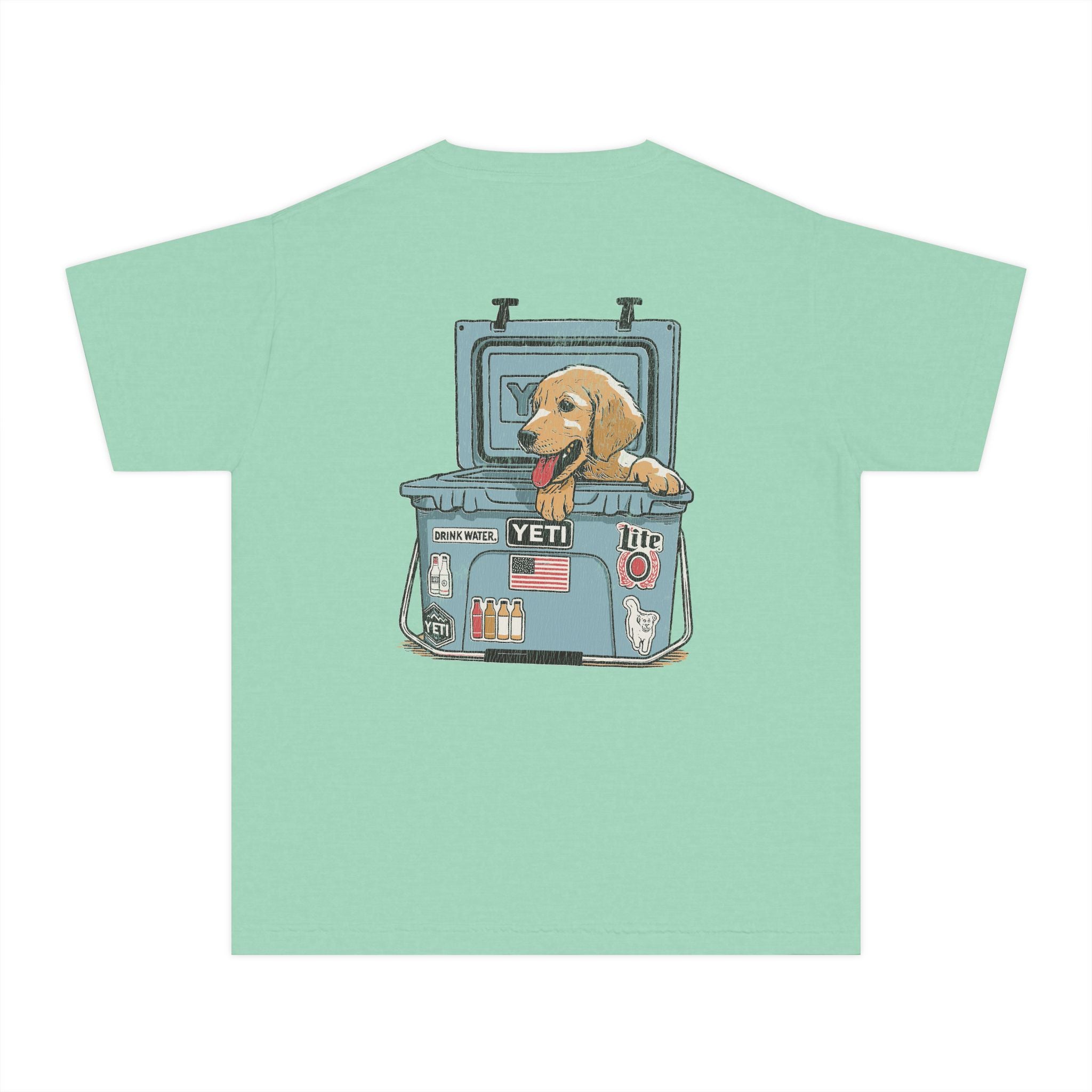 Hunting Puppy in Yeti Youth Midweight Tee - Fun Farm-Themed Shirt