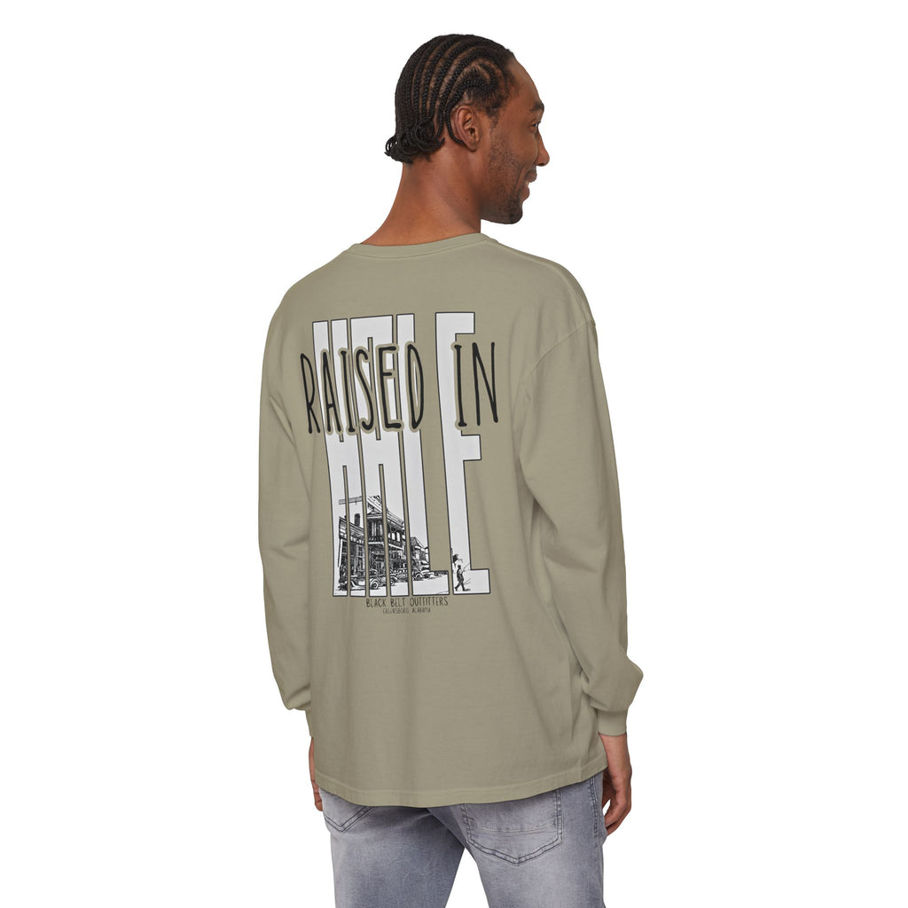 Raised in Hale Unisex Garment-Dyed Long Sleeve T-Shirt, Casual Wear, Gift for Him/Her, Streetwear, Everyday Comfort, Comfortable Layering