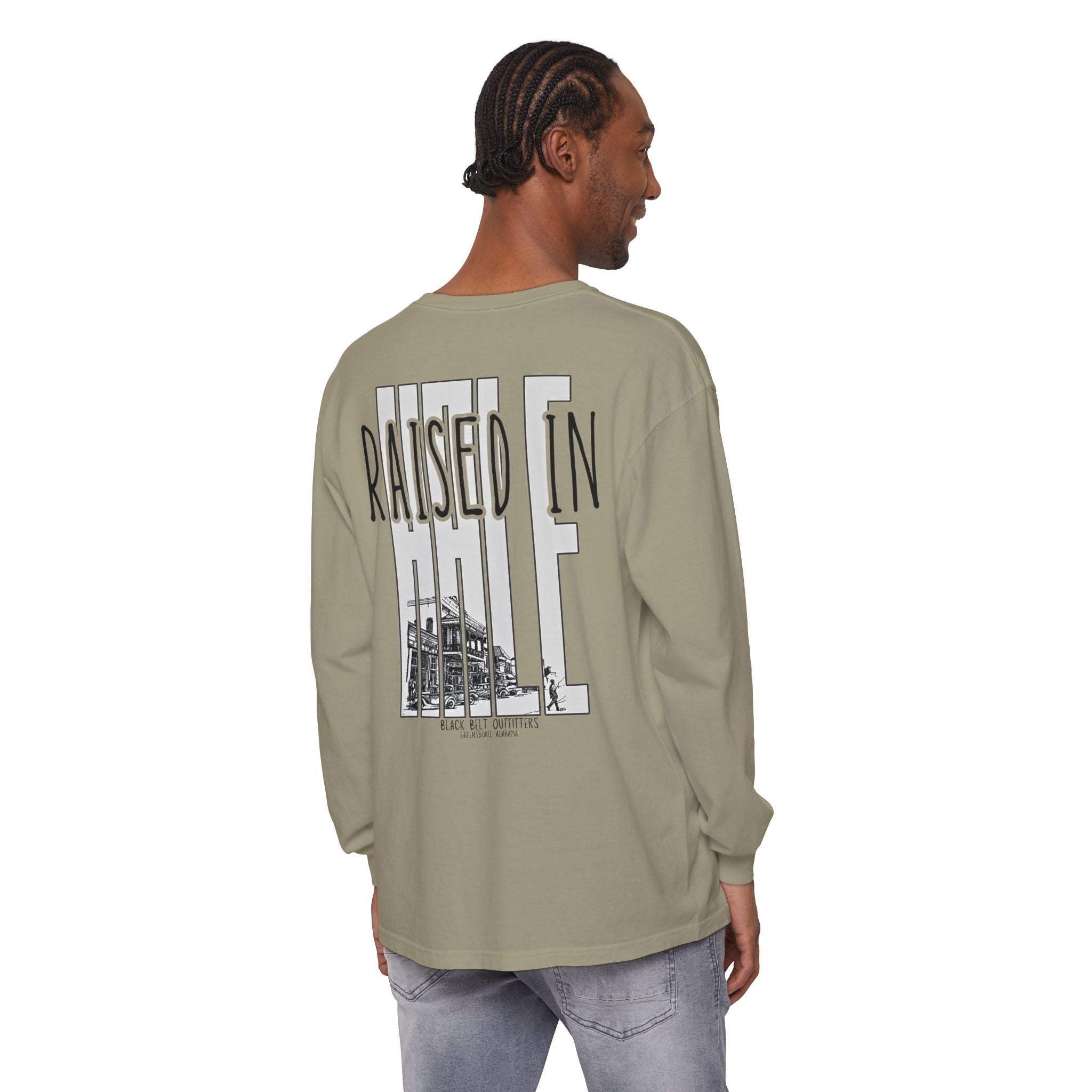 Raised in Hale Unisex Garment-Dyed Long Sleeve T-Shirt, Casual Wear, Gift for Him/Her, Streetwear, Everyday Comfort, Comfortable Layering