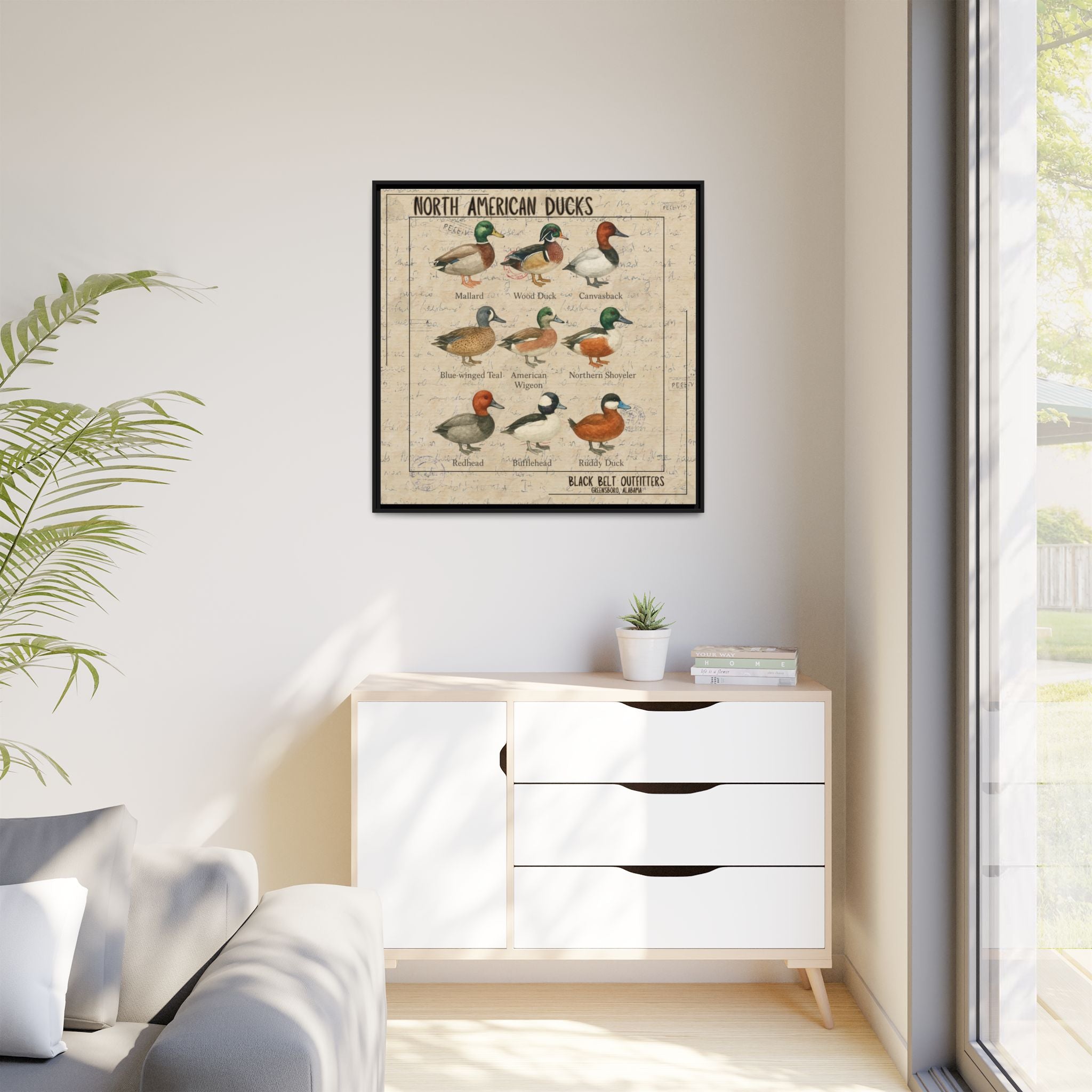 Vintage Duck Art Canvas Print, Framed Wall Decor, Nature Lover Gift, Farmhouse Decor, Rustic Home Art, Cabin Wall Decor