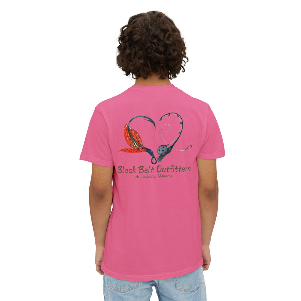 Black belt outfitters Fishing Poles Heart Unisex Garment-Dyed Pocket T-Shirt