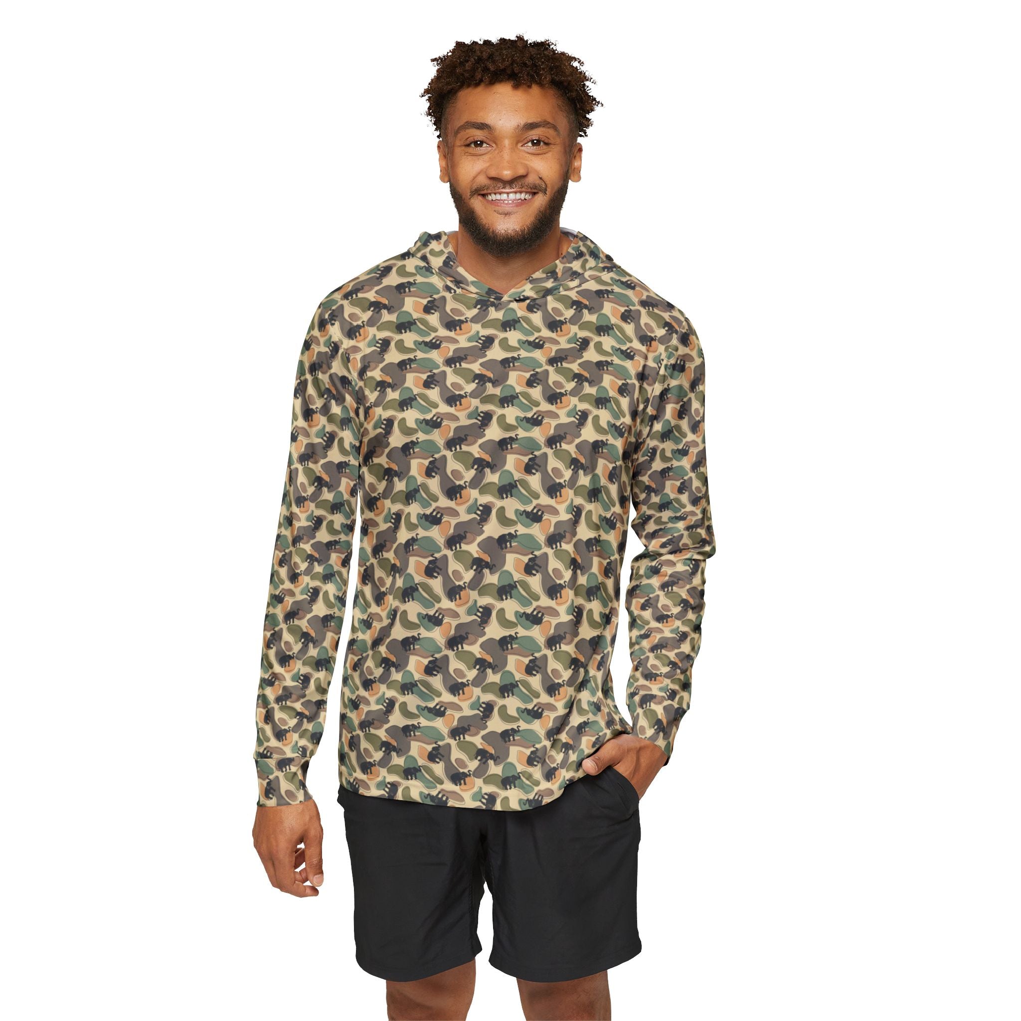 GAMEDAY GREY ELEPHANT Camo Sports Warmup Hoodie for Active Men, Perfect for Gym, Outdoor, Fitness, Exercising, and Sports Events
