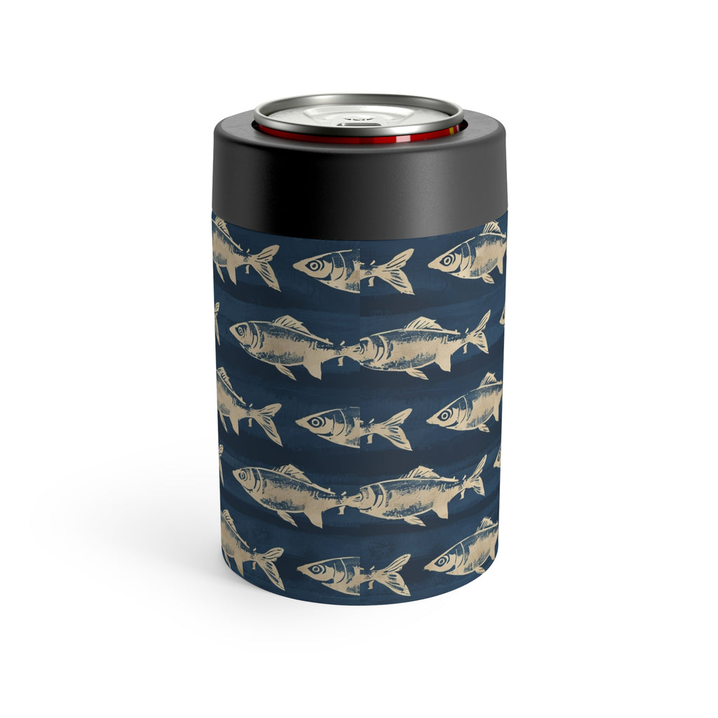 Fish Pattern Can Holder, Rustic Drink Insulator, Camping Accessory, Outdoor Party Favor, Unique Gifts for Him