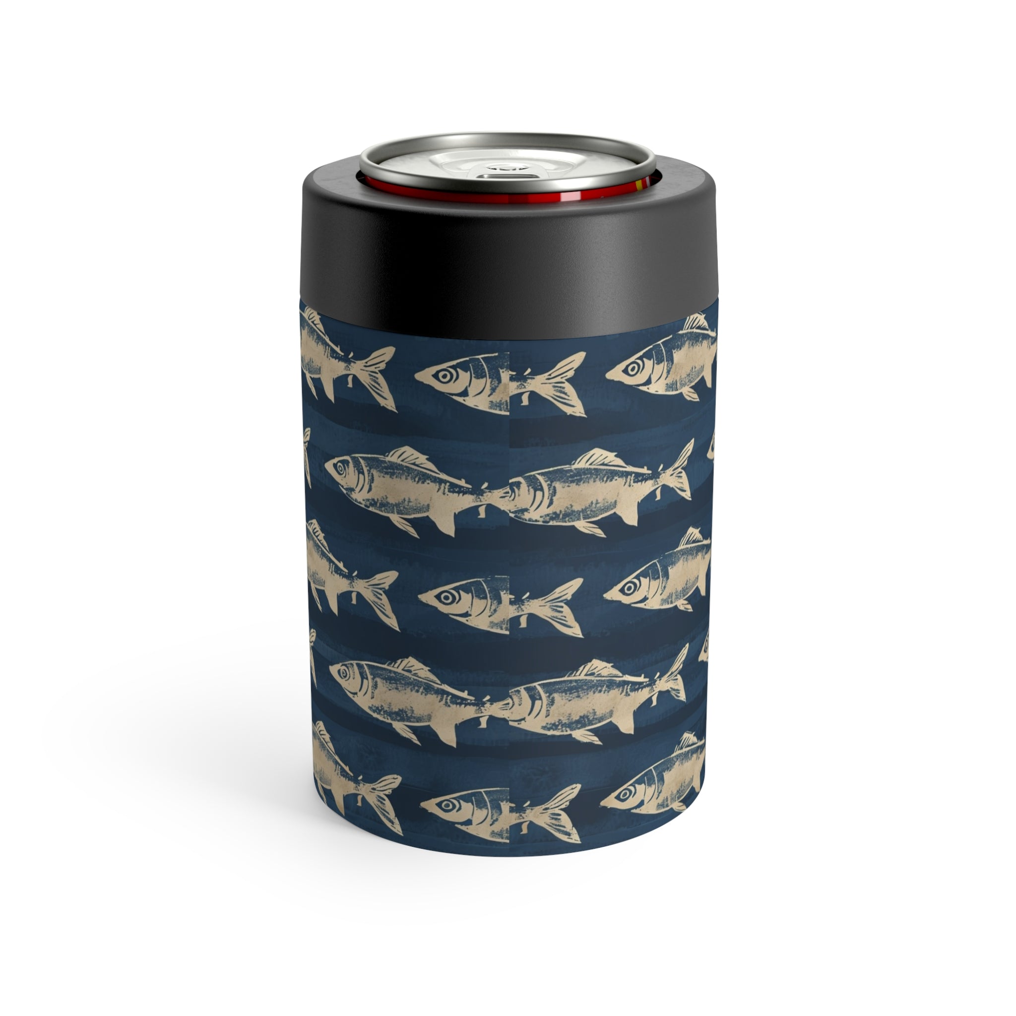 Fish Pattern Can Holder, Rustic Drink Insulator, Camping Accessory, Outdoor Party Favor, Unique Gifts for Him