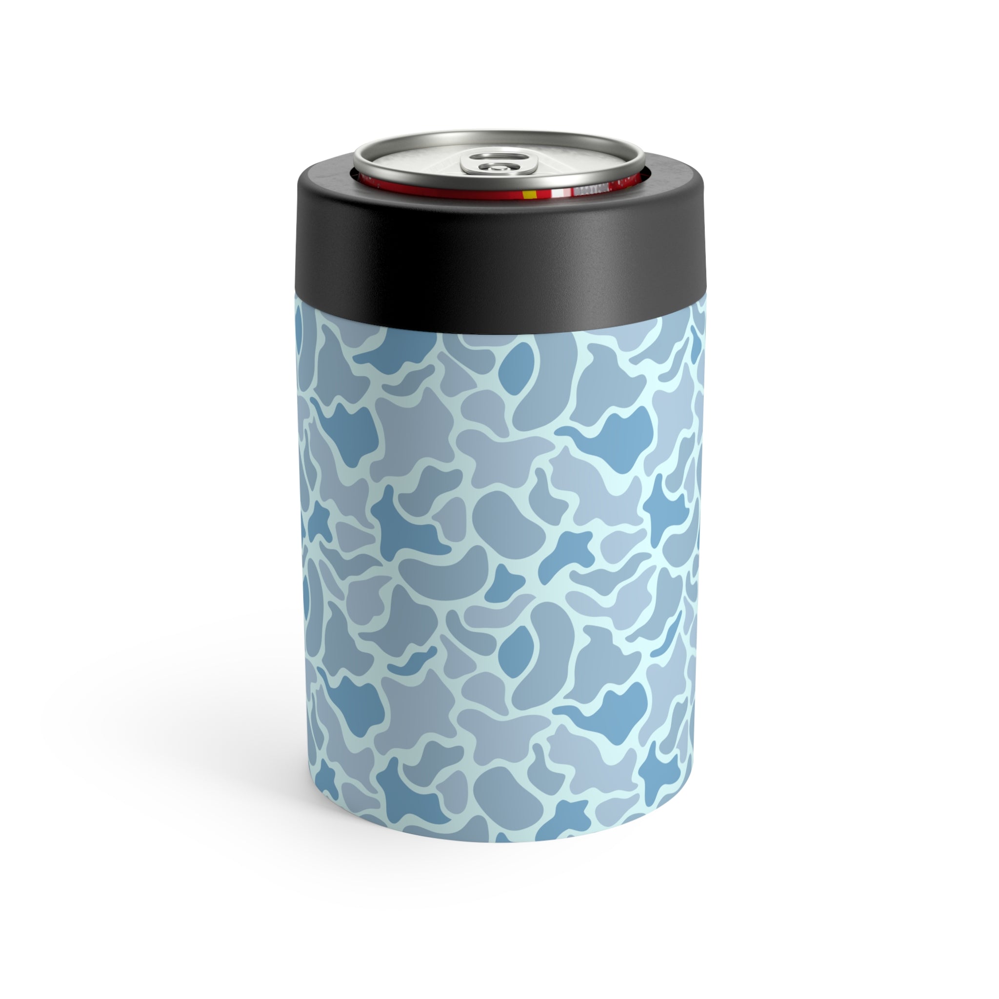 Blue Camo Can Holder, Rustic Drink Insulator, Camping Accessory, Outdoor Party Favor, Unique Gifts for Him