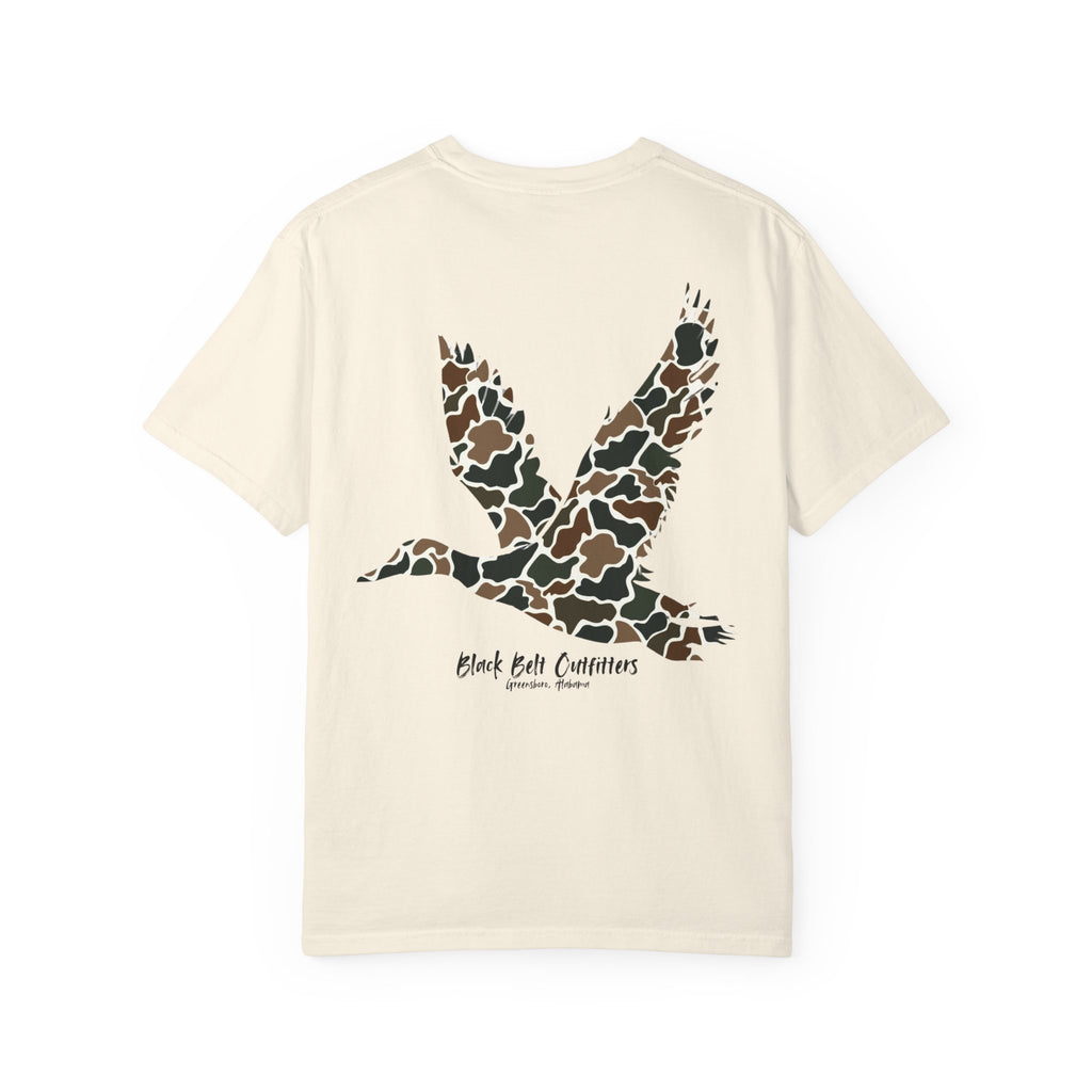 Old School Camo Flying Duck Unisex Garment-Dyed Pocket T-Shirt