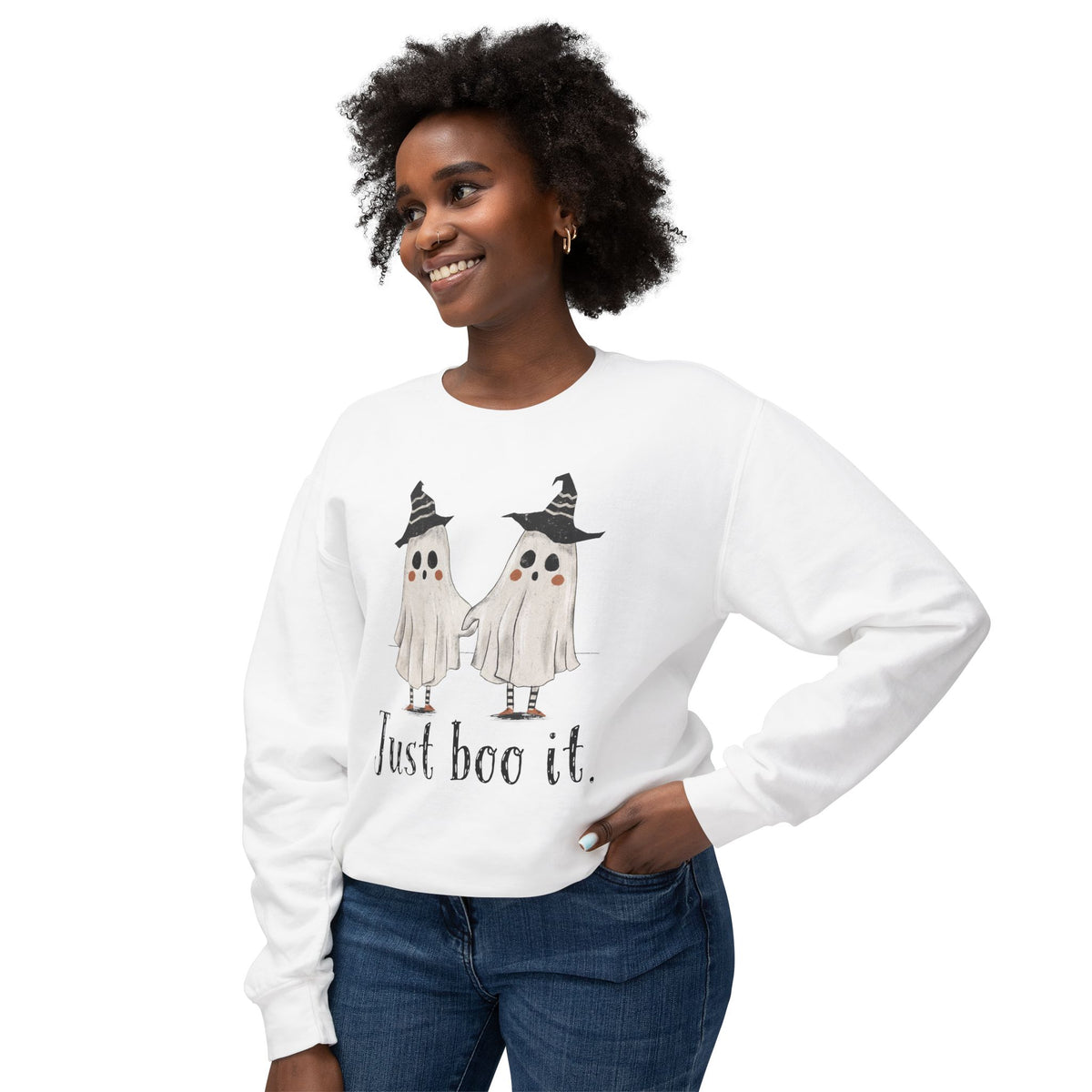 Just Boo It - Halloween Ghosts Unisex Lightweight Crewneck Sweatshirt, Just Boo It Sweatshirt, Cute Halloween Apparel, Fall Fashion, Spooky Season, [...]