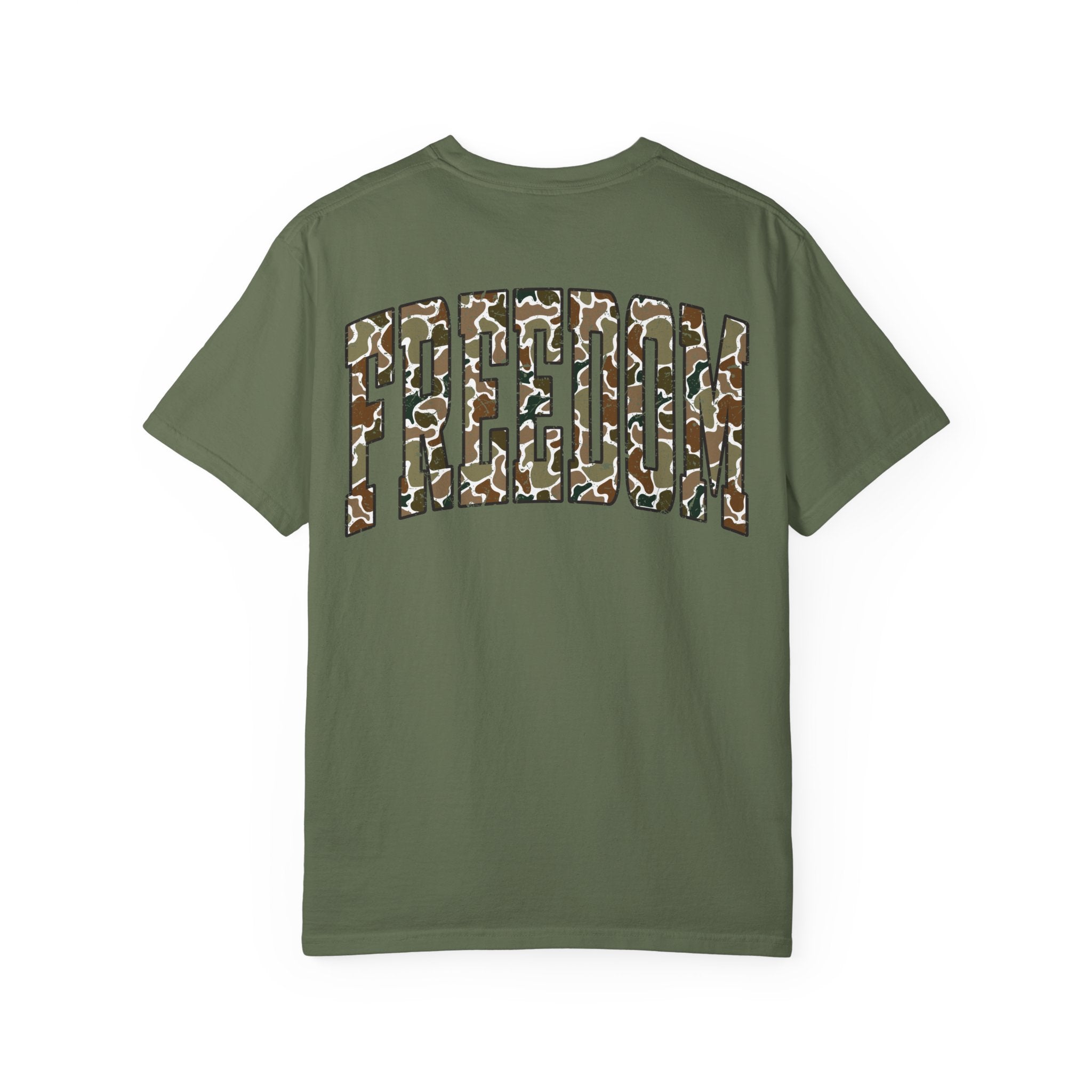 Unisex Camo Freedom Graphic T-Shirt, Casual Wear, Inspirational Gift, Summer Tee, Eco-Friendly Apparel
