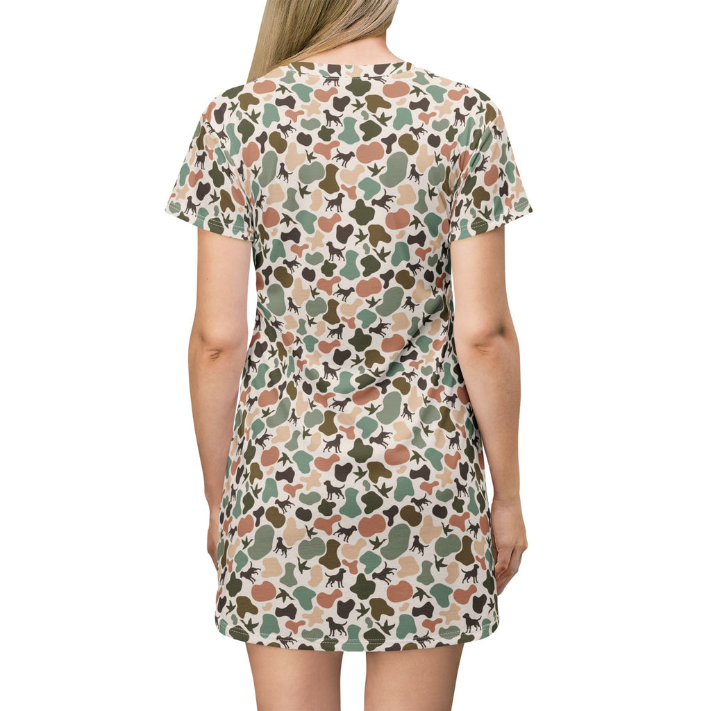 Trendy Duck Camo T-Shirt Dress — All-Over Print Casual A-Line Dress
