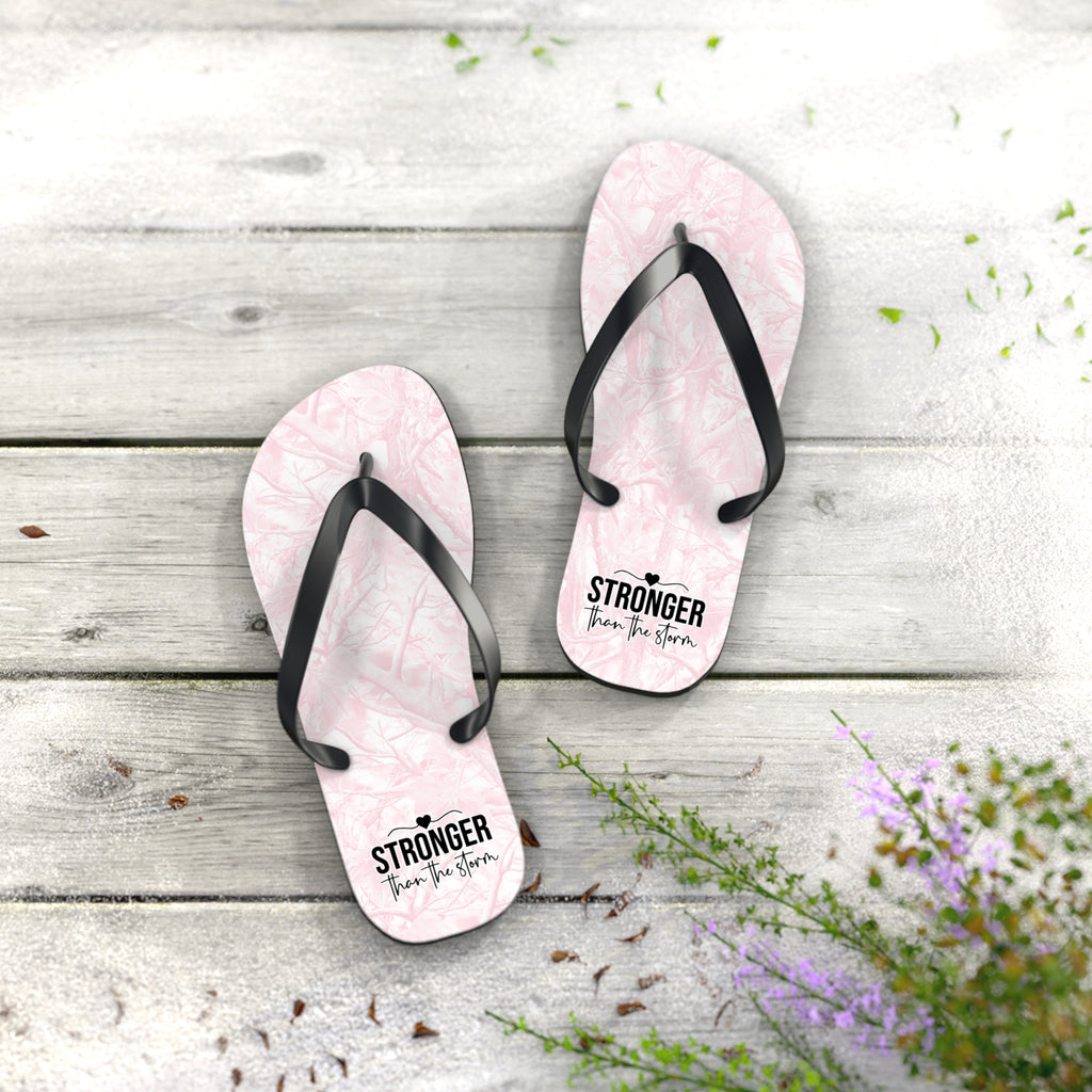 Pink Camo 'Stronger' Flip Flops – Women's Summer Beach Sandals