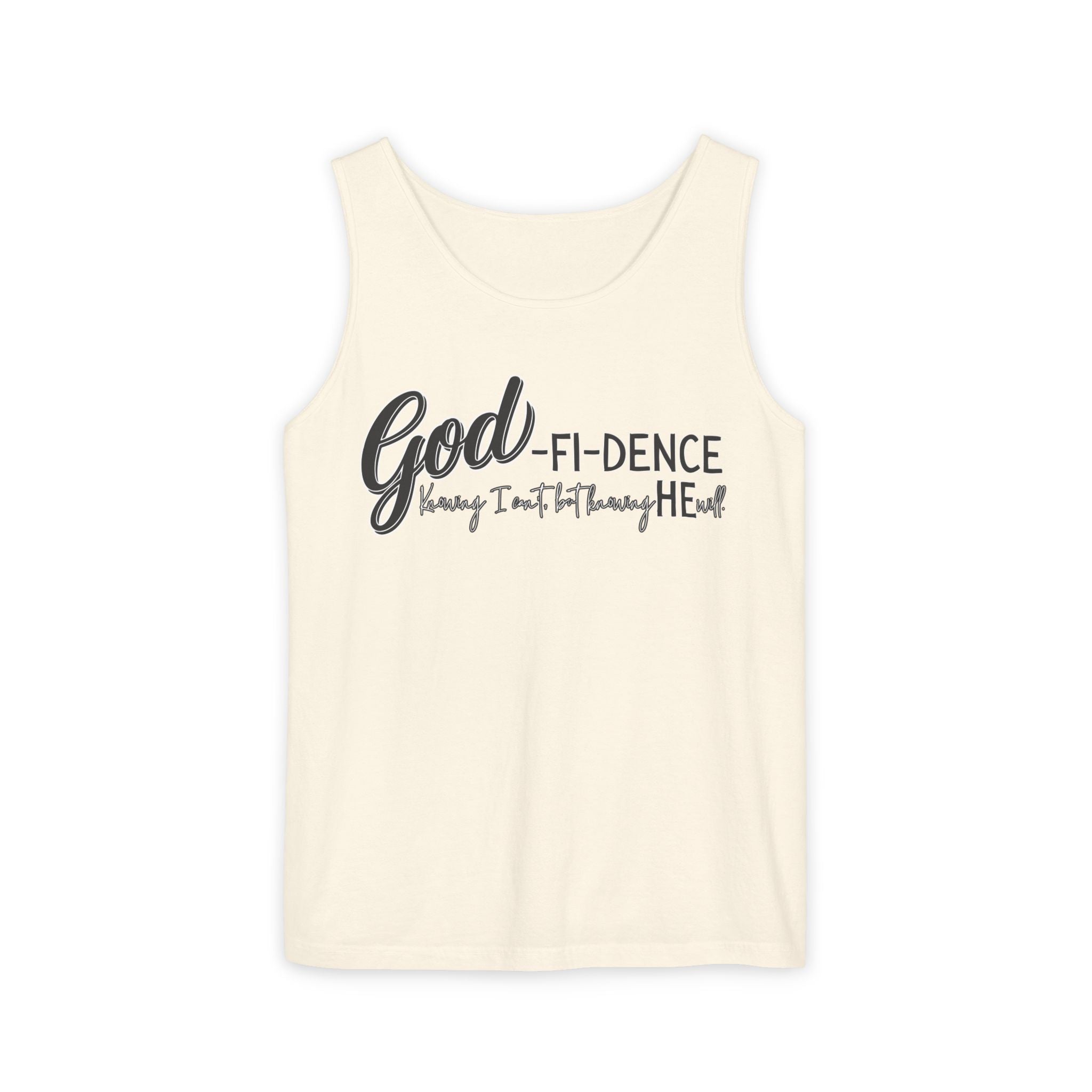 God-Fi-dence Garment-Dyed Tank Top | Faith-Inspired Summer Apparel, Christian Gifts, Casual Wear, Workout Tank, Inspirational Quotes