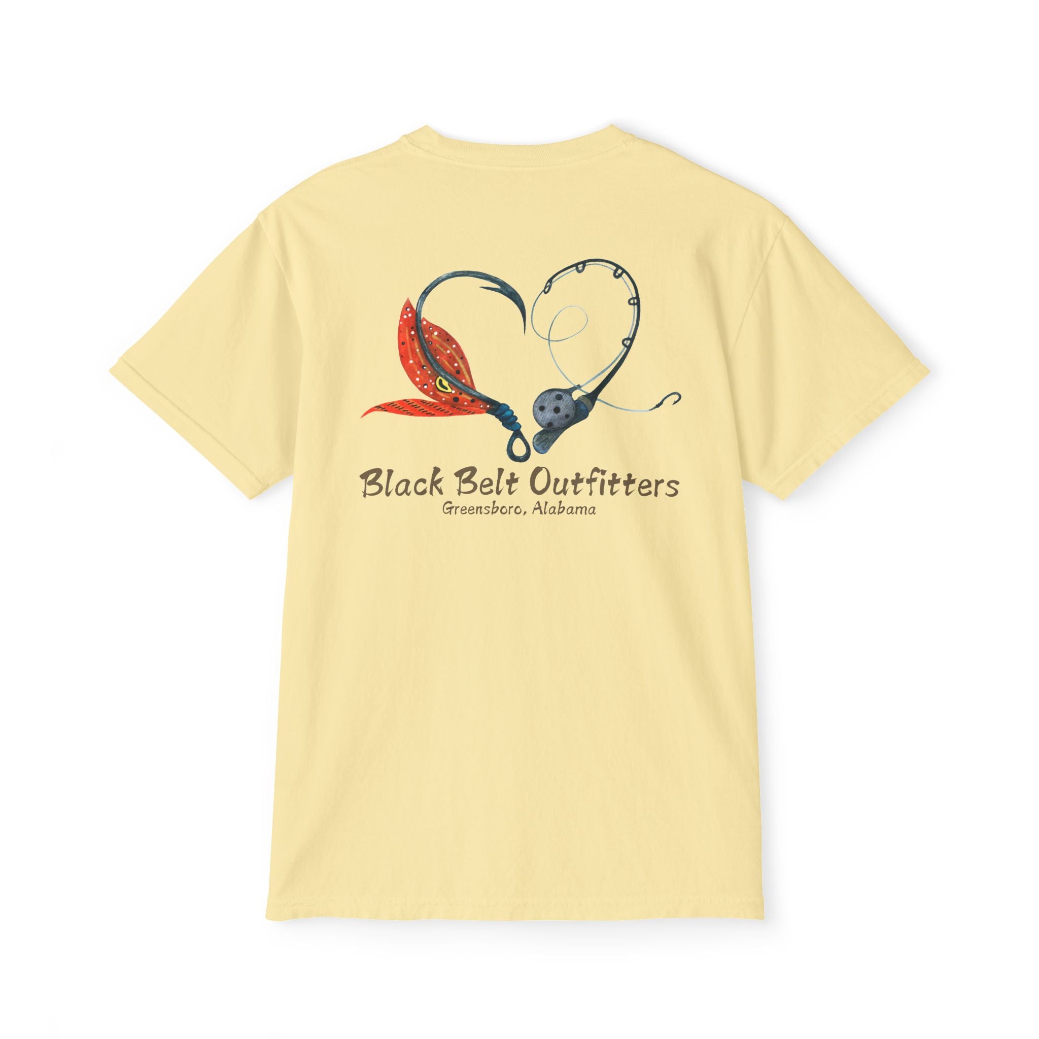 Black belt outfitters Fishing Poles Heart Unisex Garment-Dyed Pocket T-Shirt