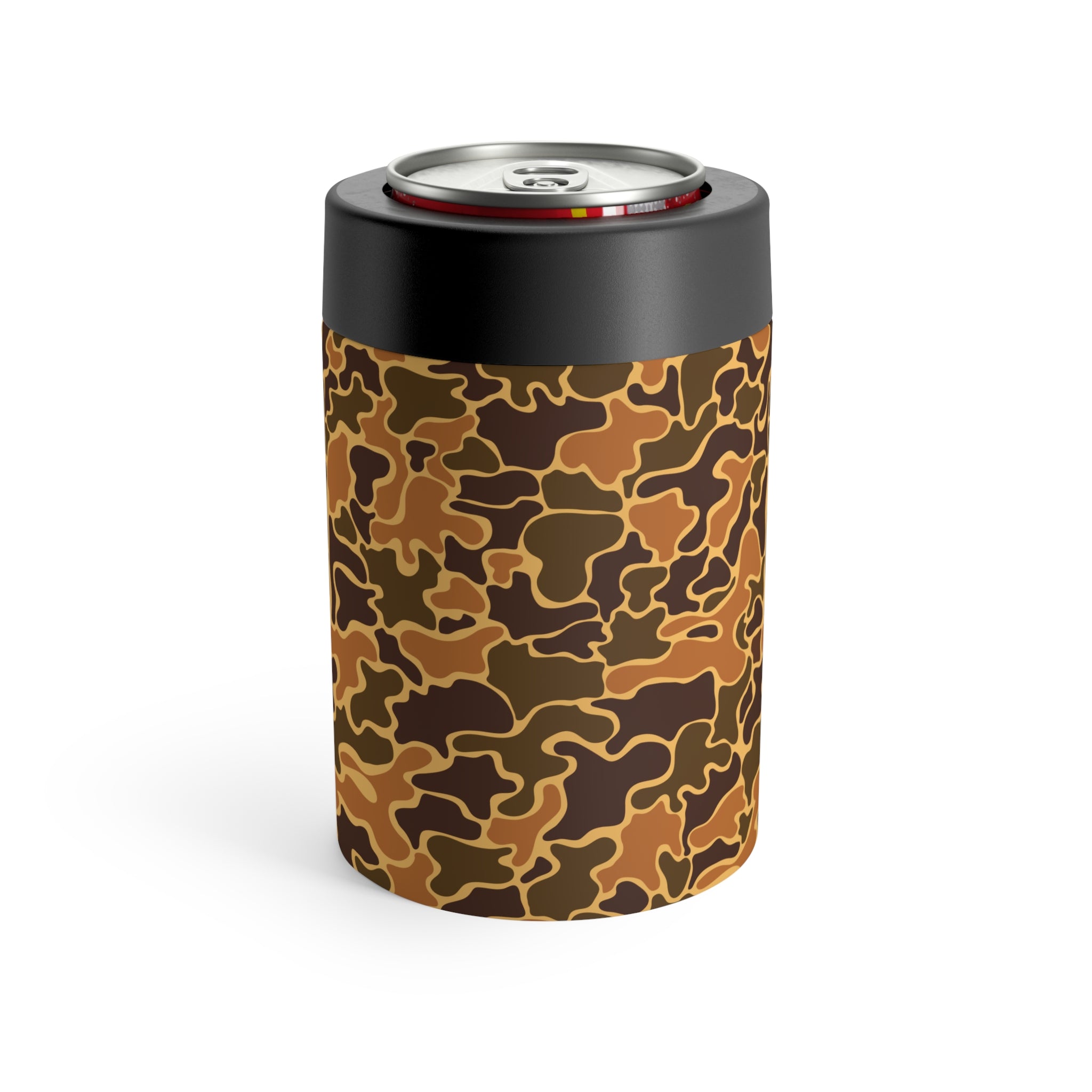 Brown Camo Can Holder, Rustic Drink Insulator, Camping Accessory, Outdoor Party Favor, Unique Gifts for Him