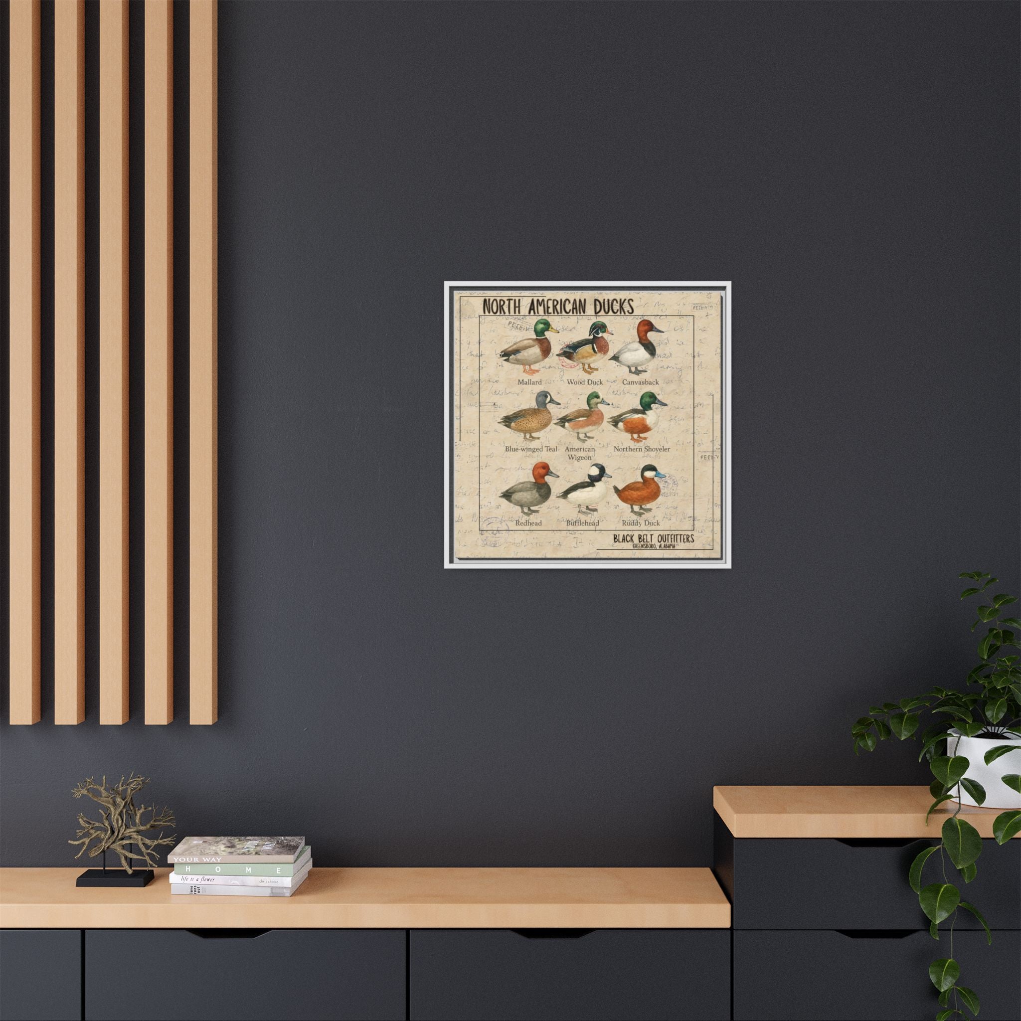 Vintage Duck Art Canvas Print, Framed Wall Decor, Nature Lover Gift, Farmhouse Decor, Rustic Home Art, Cabin Wall Decor