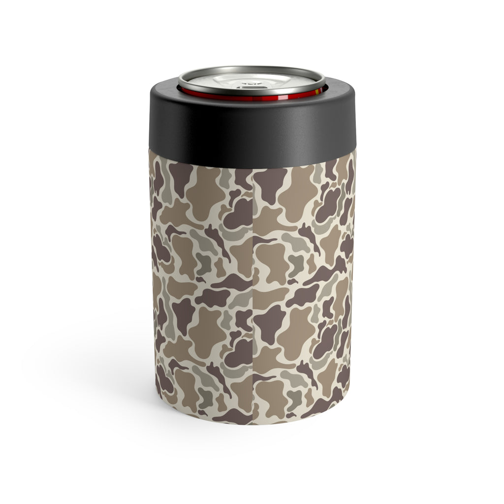 Light Brown Camo Can Holder, Rustic Drink Insulator, Camping Accessory, Outdoor Party Favor, Unique Gifts for Him