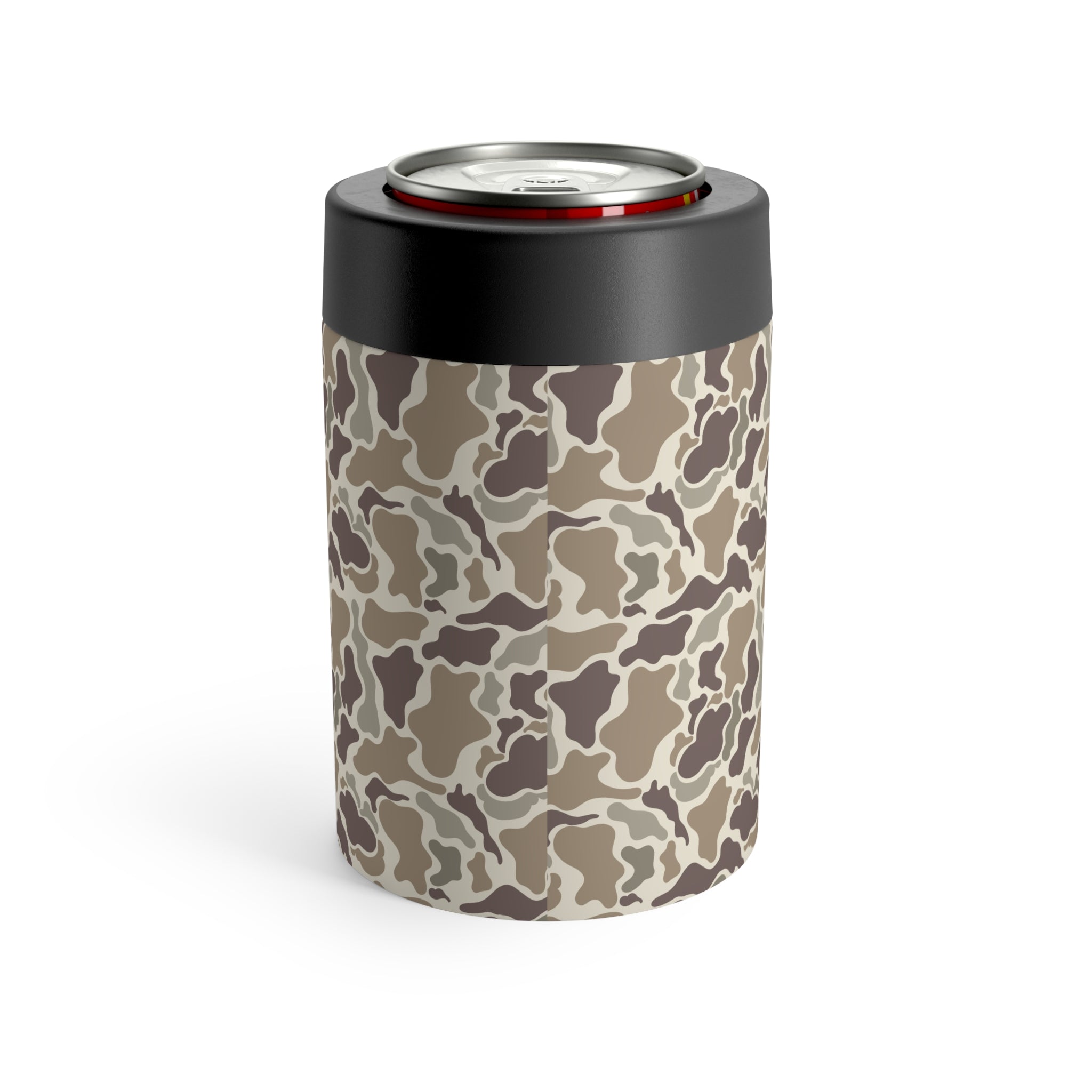 Light Brown Camo Can Holder, Rustic Drink Insulator, Camping Accessory, Outdoor Party Favor, Unique Gifts for Him