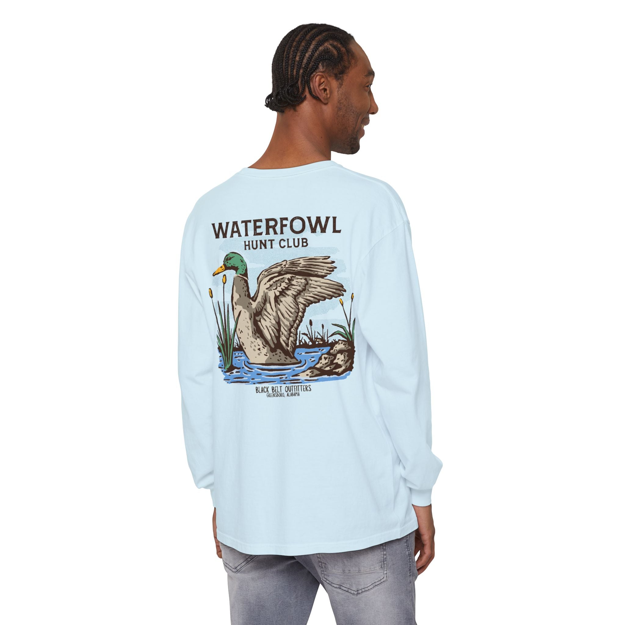 Waterfowl Hunt Club Unisex Garment-Dyed Long Sleeve T-Shirt, Casual Wear, Gift for Him/Her, Streetwear, Everyday Comfort, Comfortable Layering