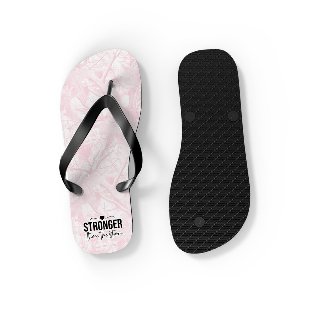 Pink Camo 'Stronger' Flip Flops – Women's Summer Beach Sandals