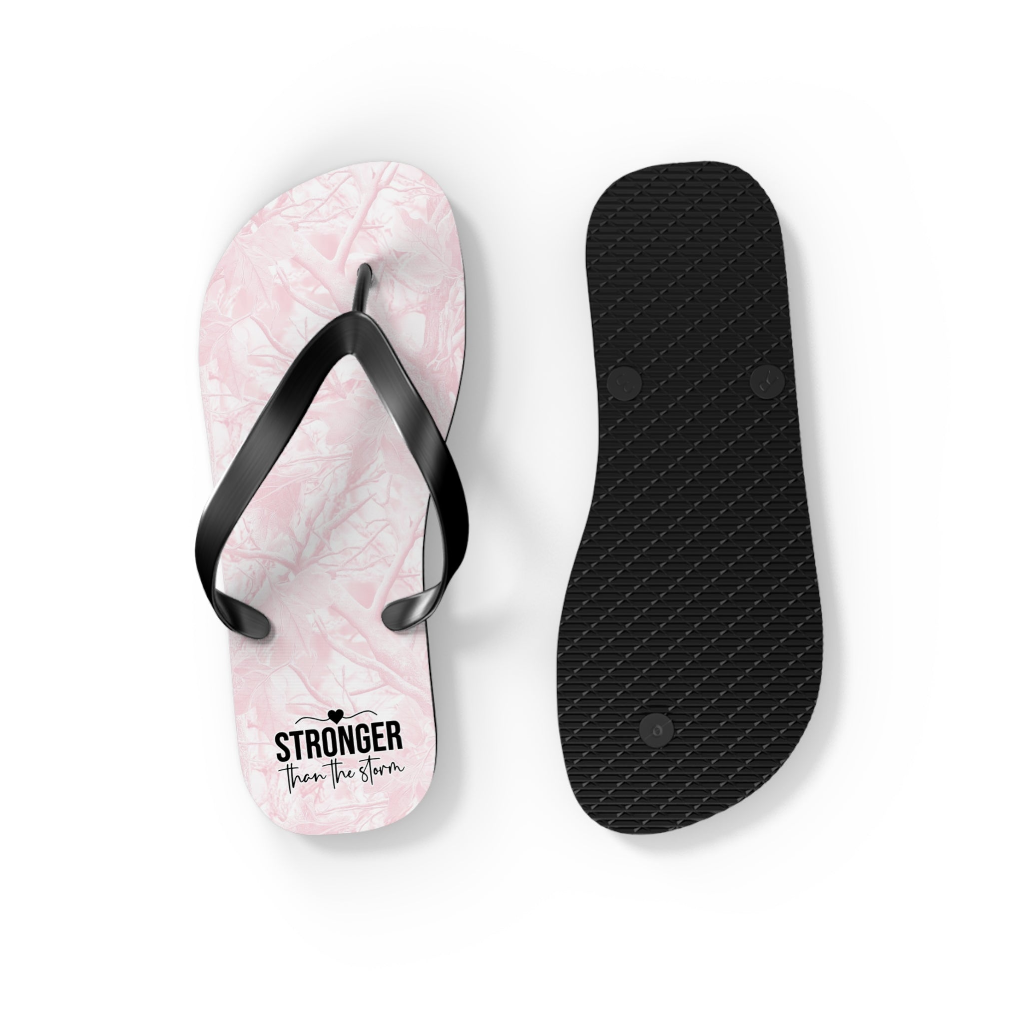 Pink Camo 'Stronger' Flip Flops – Women's Summer Beach Sandals