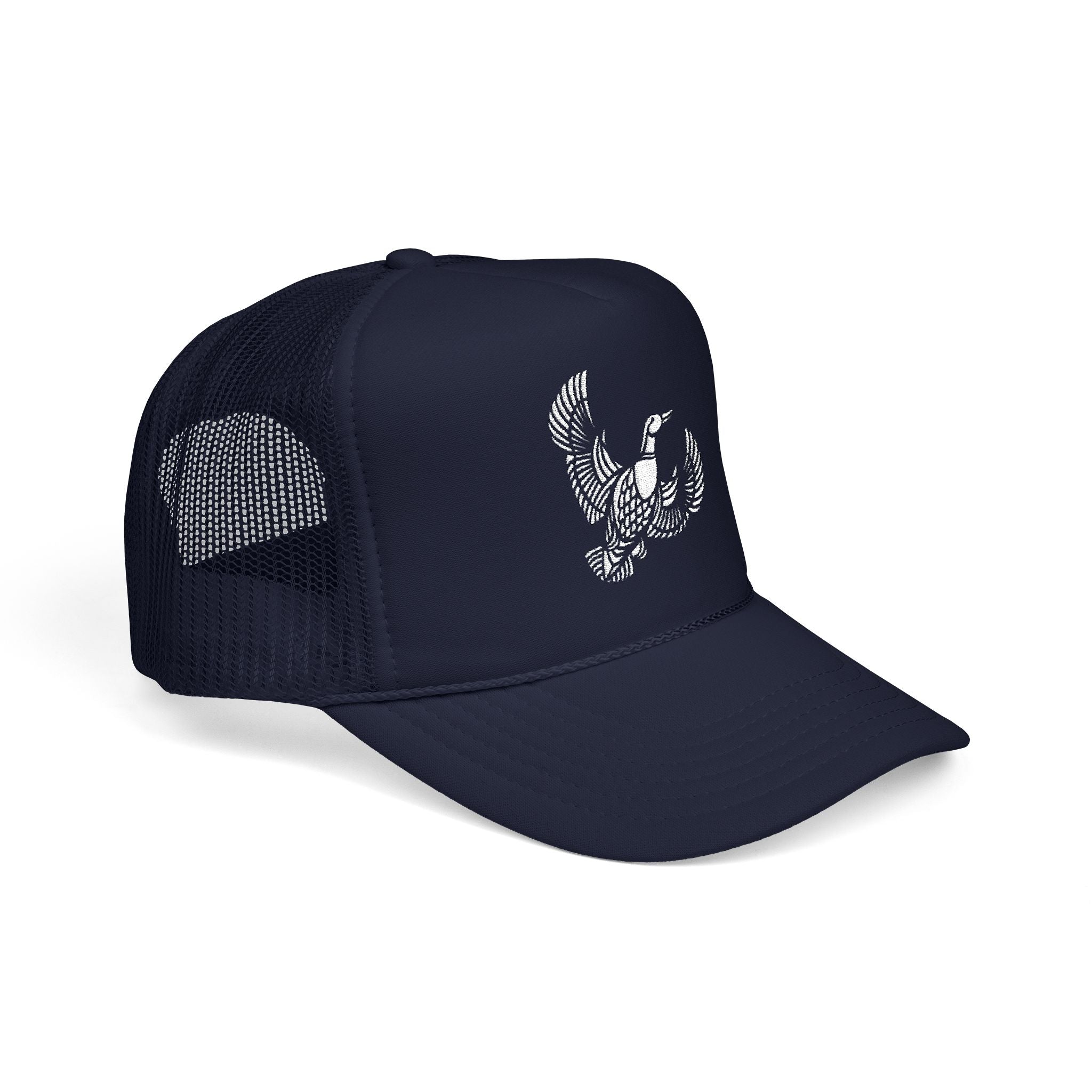 Flying Duck Embroidered Foam Trucker Hat - Stylish Outdoor Cap, Perfect Gift for Festivals, Sports Events, Casual Outings, Nature Lovers