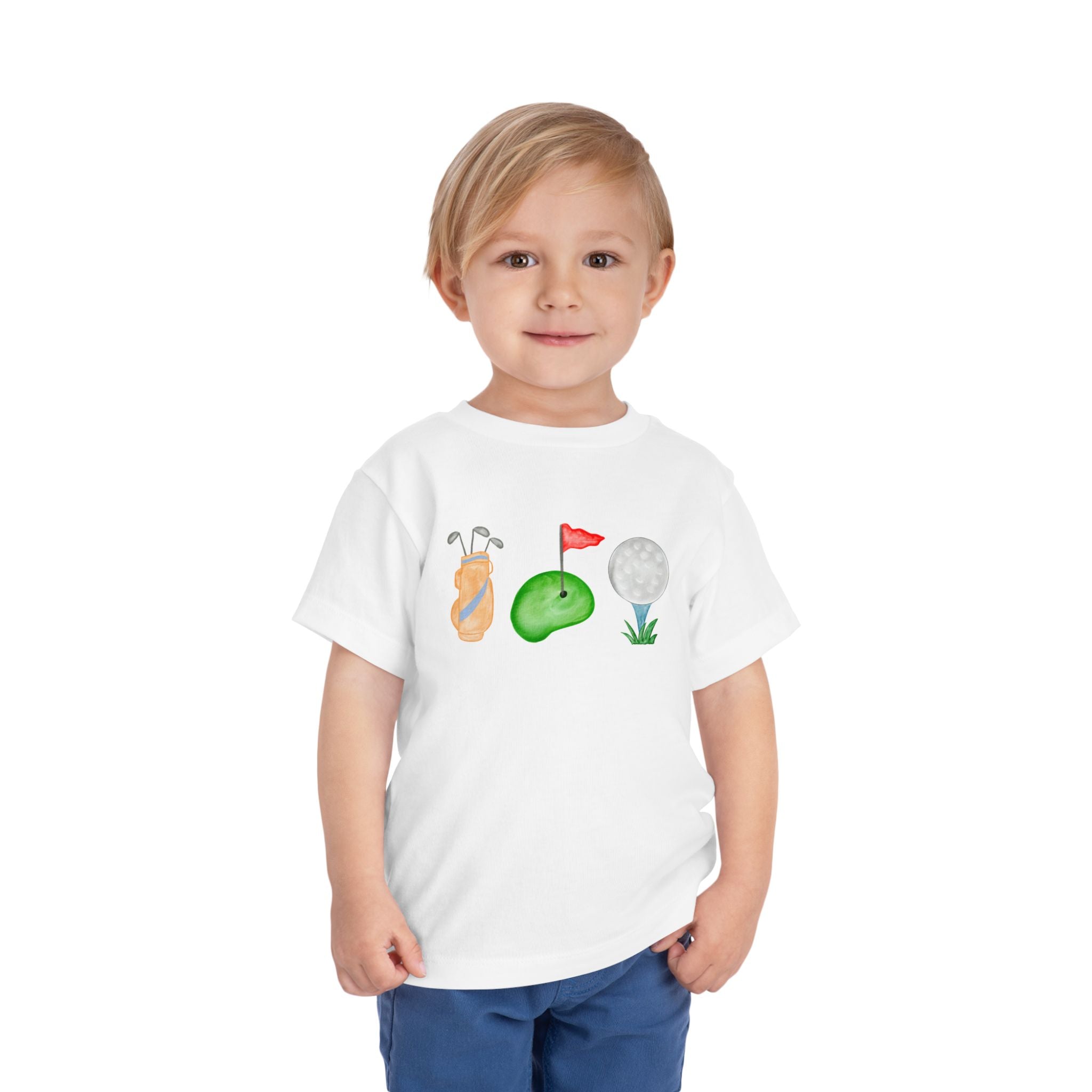 Toddler Golf Theme Short Sleeve Tee, Kids Summer Shirt, Playful Graphic Tee, Baby Shower Gift, Toddler Outfit, Kids Fashion